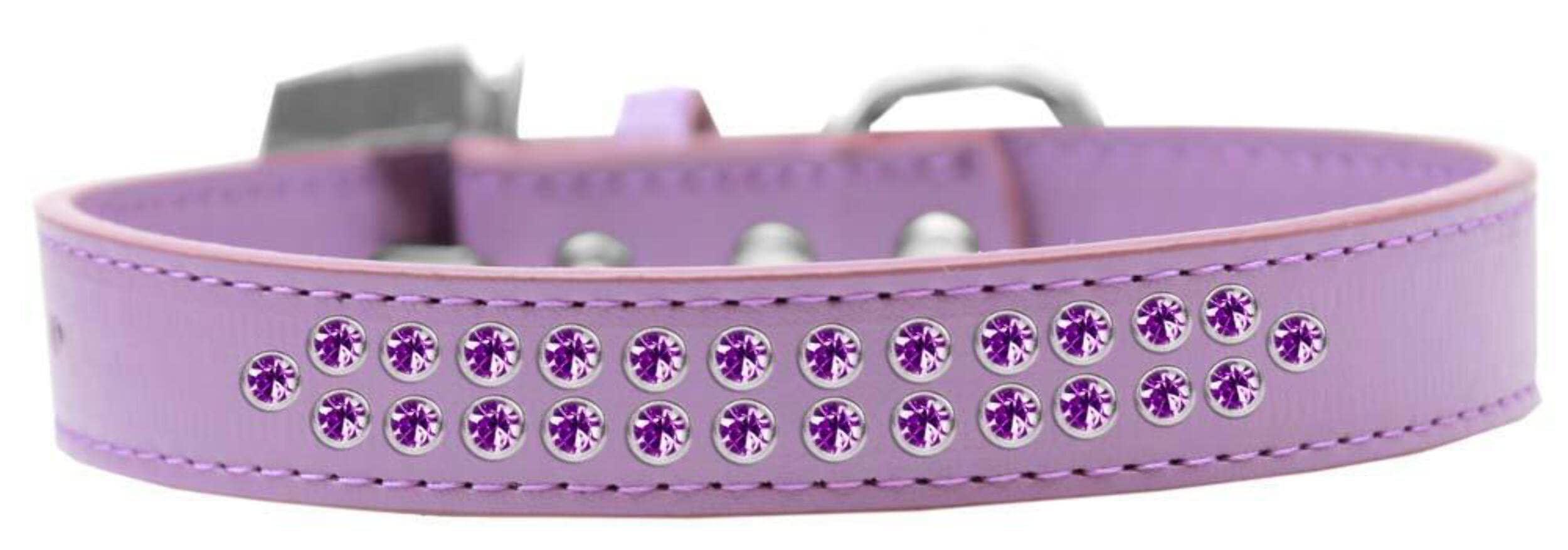 Mirage Pet Products Two Row Purple Crystal Lavender Dog Collar, Size 16