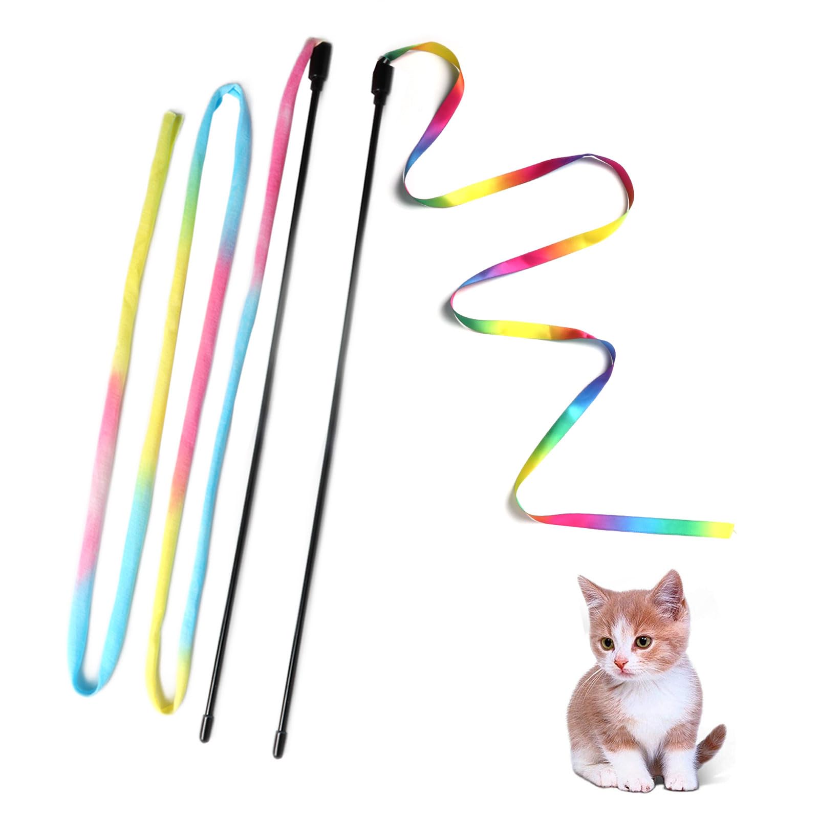 M Jjypet Cat Wand Toys Interactive Kitten Toys For Indoor Cats Colorful Teaser Wand String For Exercise Kitten Stick Kitty Rope 