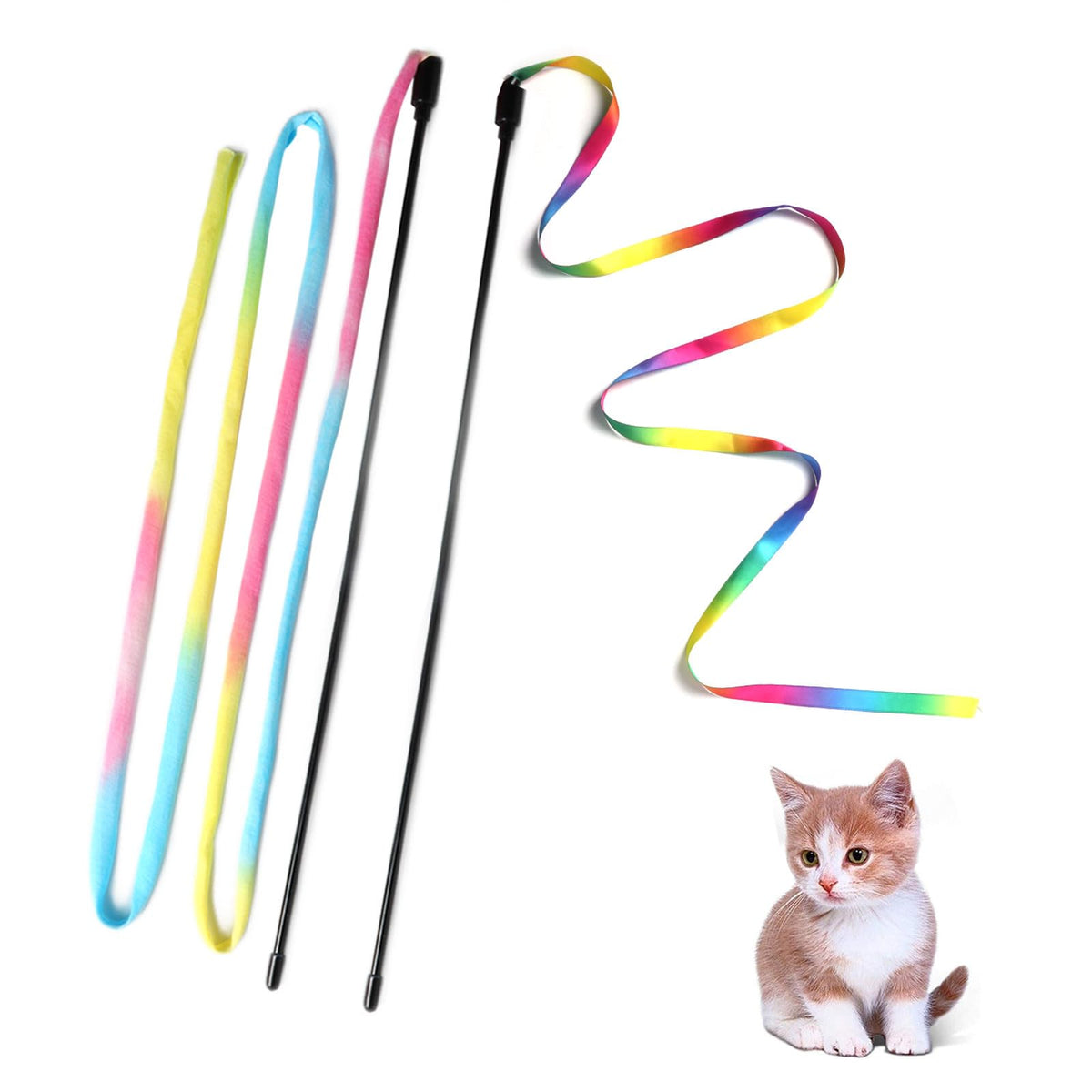 M Jjypet Cat Wand Toys Interactive Kitten Toys For Indoor Cats Colorful Teaser Wand String For Exercise Kitten Stick Kitty Rope 