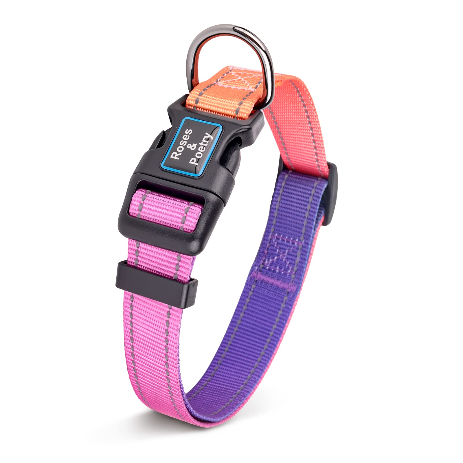 Roses&Poetry Reflective Dog Collar With Gradient Mistyrose, Adjustable Durable Pet Collars For Small Medium Large Dogs (Mistyrose-Xs