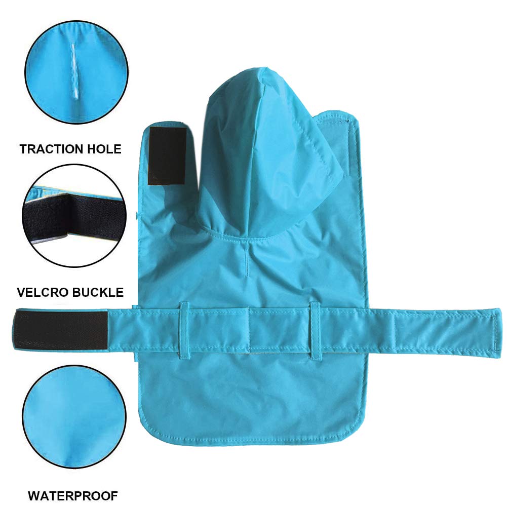 Leerking Dog Raincoat Hooded Leash Hole 10 Sizes, Waterproof Double Layer Dog Rain Coat Jacket With Cotton Lining For Small Medium And Large Dog,Blue,Xxl
