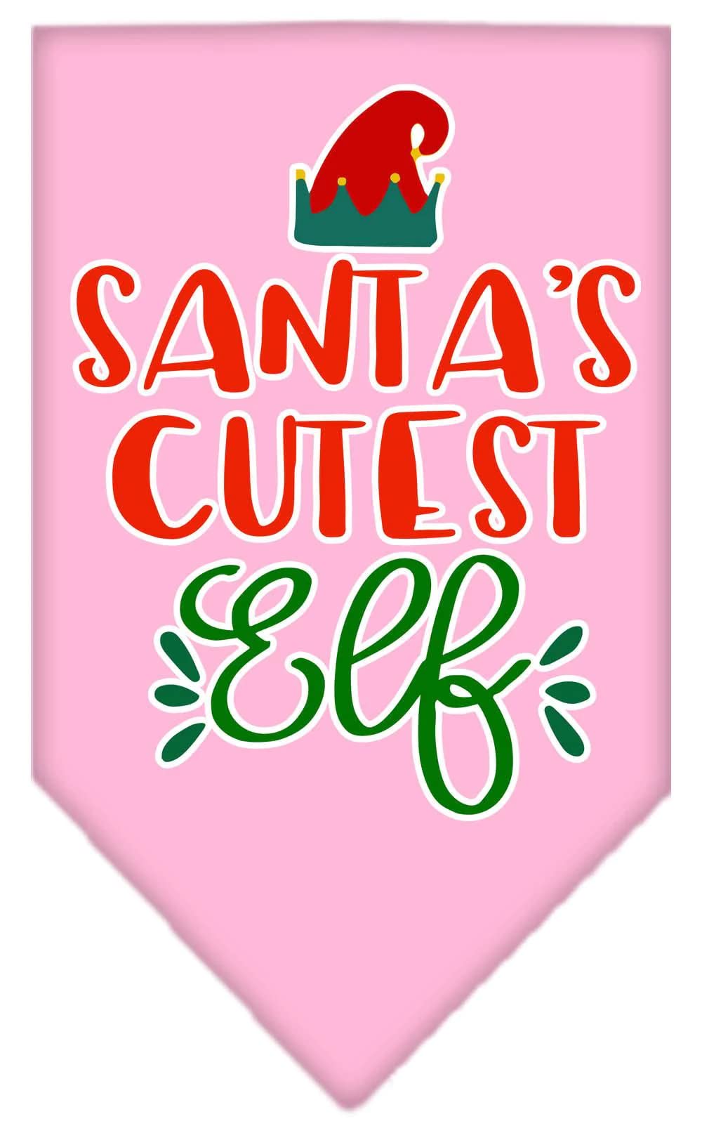 Christmas Pet and Dog Bandana Screen Printed, "Santa's Cutest Elf" Navy Blue Large