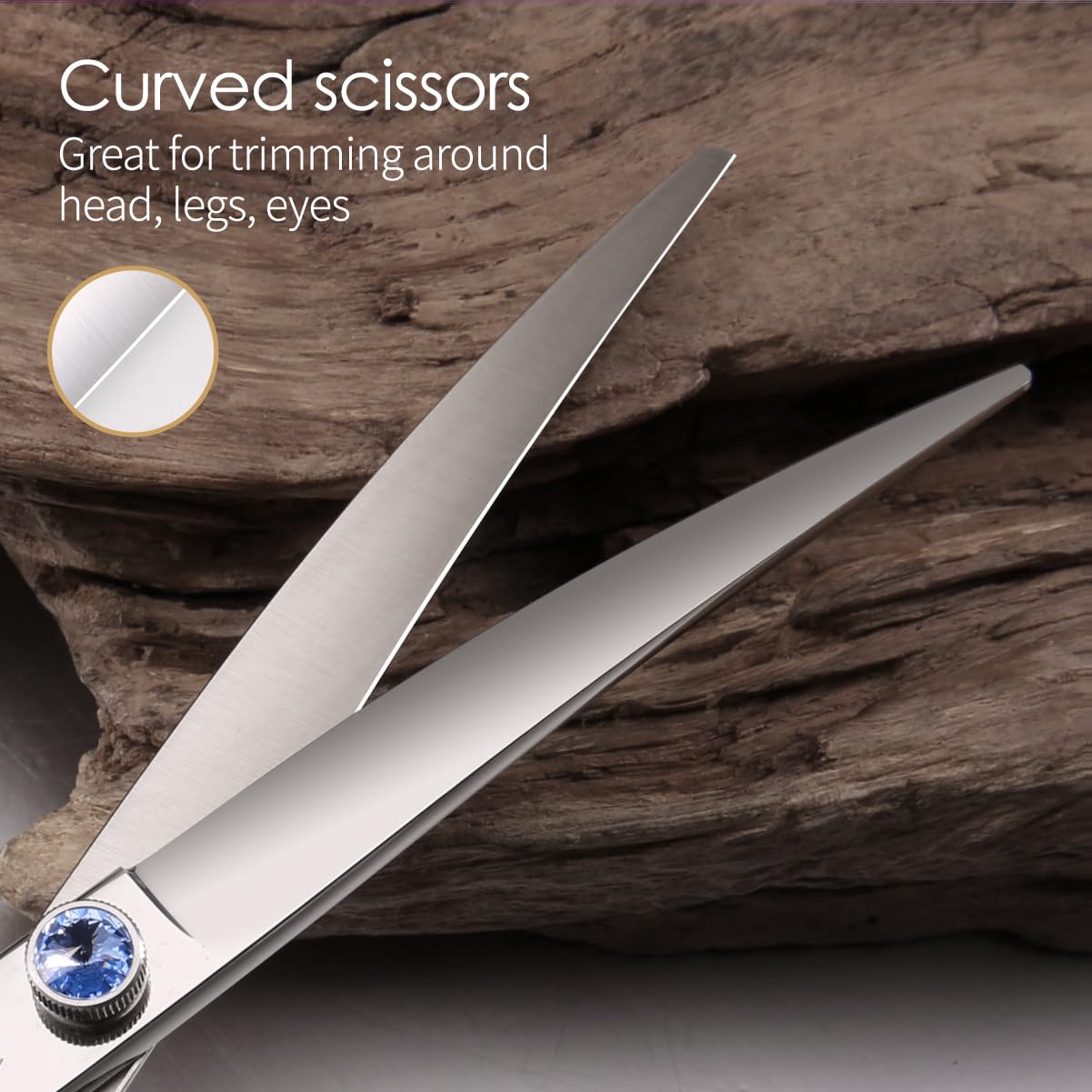 Left Handed Dog Grooming Scissors Kit 7.5 In Professional Curved Thinning Straight Shears 3Pcs Set For Grooming Big Dogs Poodle