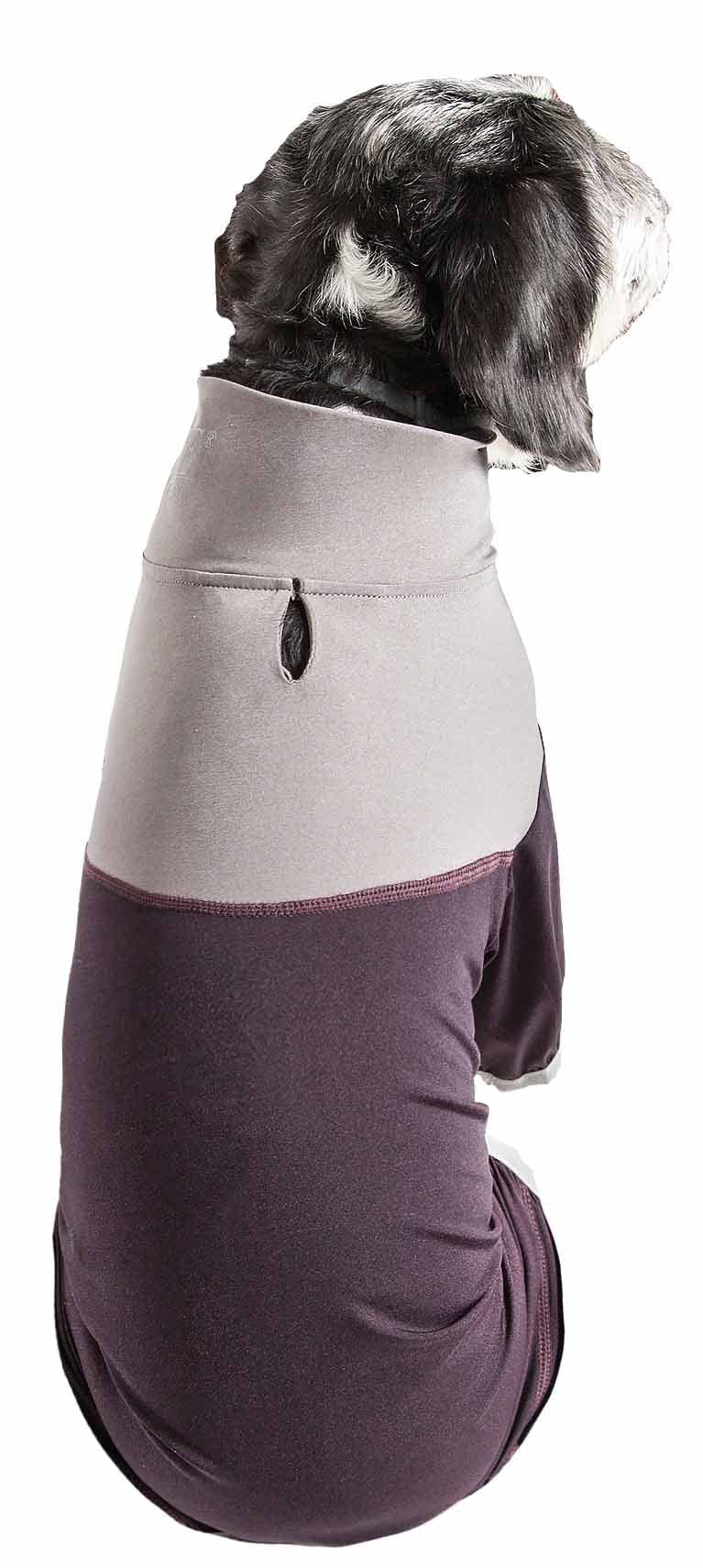 Pet Life ® Active 'Embarker' Heathered Performance 4-Way Stretch Two-Toned Full Body Warm Up, Medium, Brown