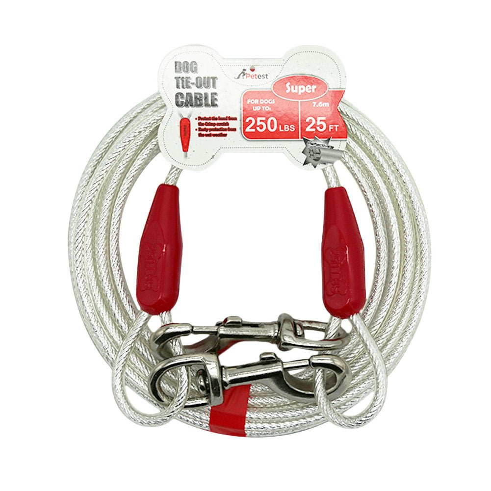 Petest 25Ft Reflective Tie-Out Cable For Super Dogs Up To 250 Pounds