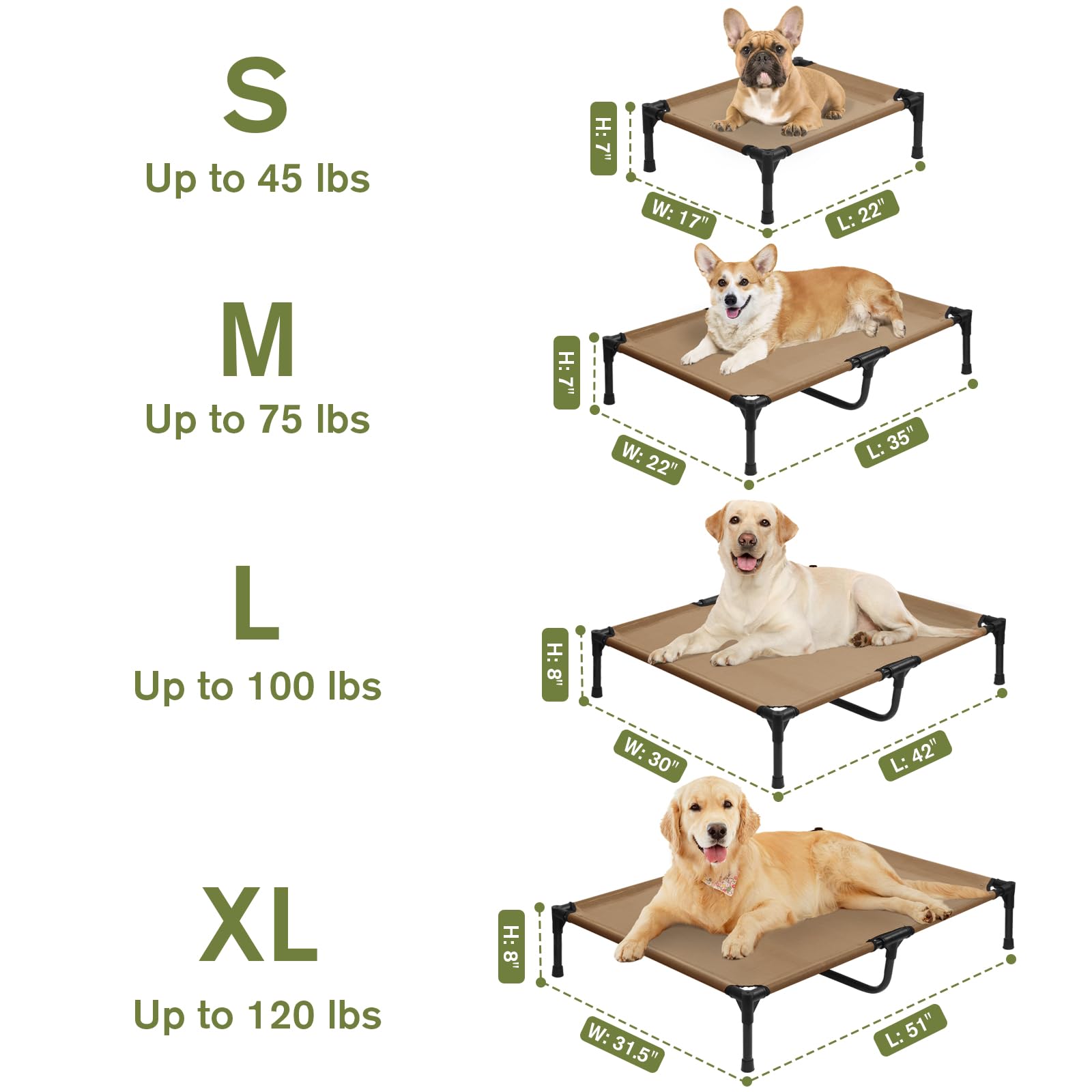 Xl Elevated Dog Bed, Portable Raised Dog Cots Beds With Frame, Cooling Heavy Duty Pet Cot For Extra Large Dogs, Durable Pets Ham