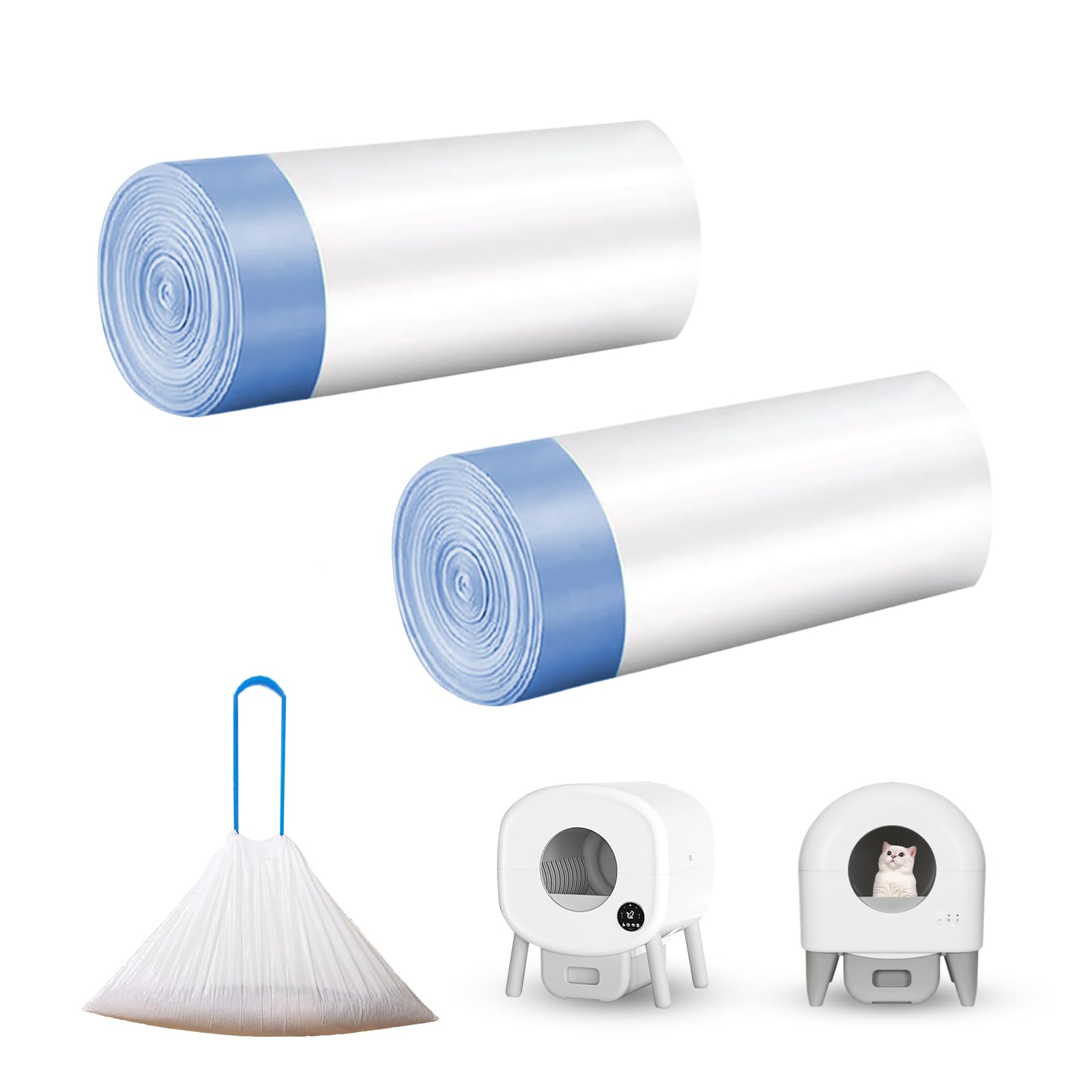 40 Count Extra Large Litter Box Liners, Cat Litter Waste Receptacles Bags For Fumoi And Fsitego Self-Cleaning Cat Litter Box