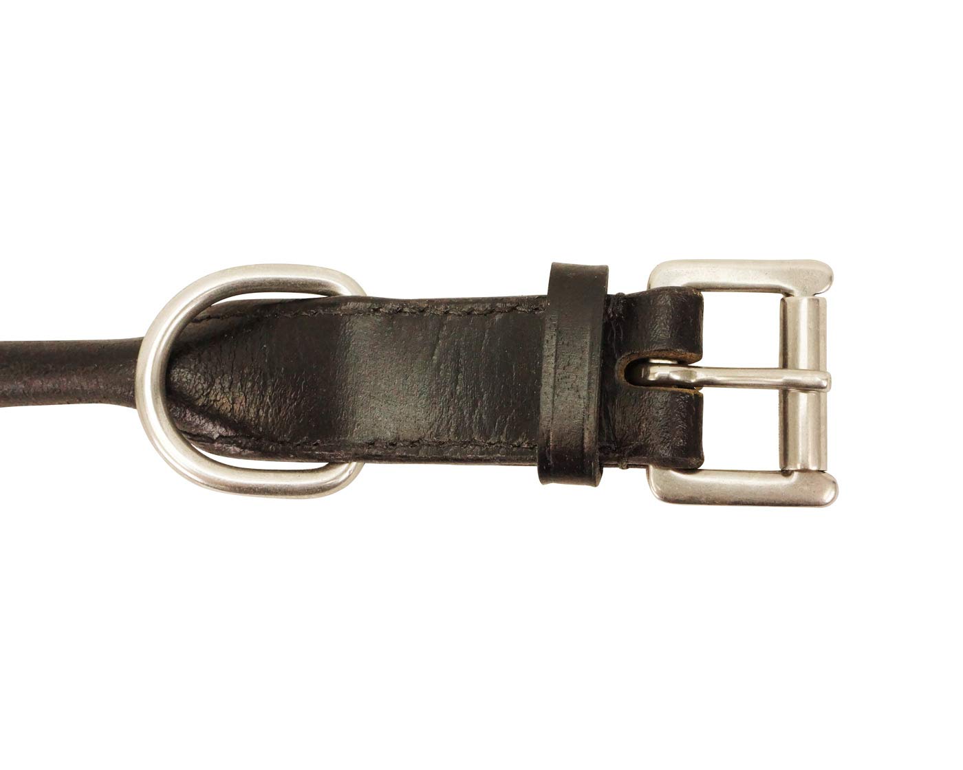 Cutenfuzzy Round Rolled Fancy Leather Dog Collar, Black, 24'