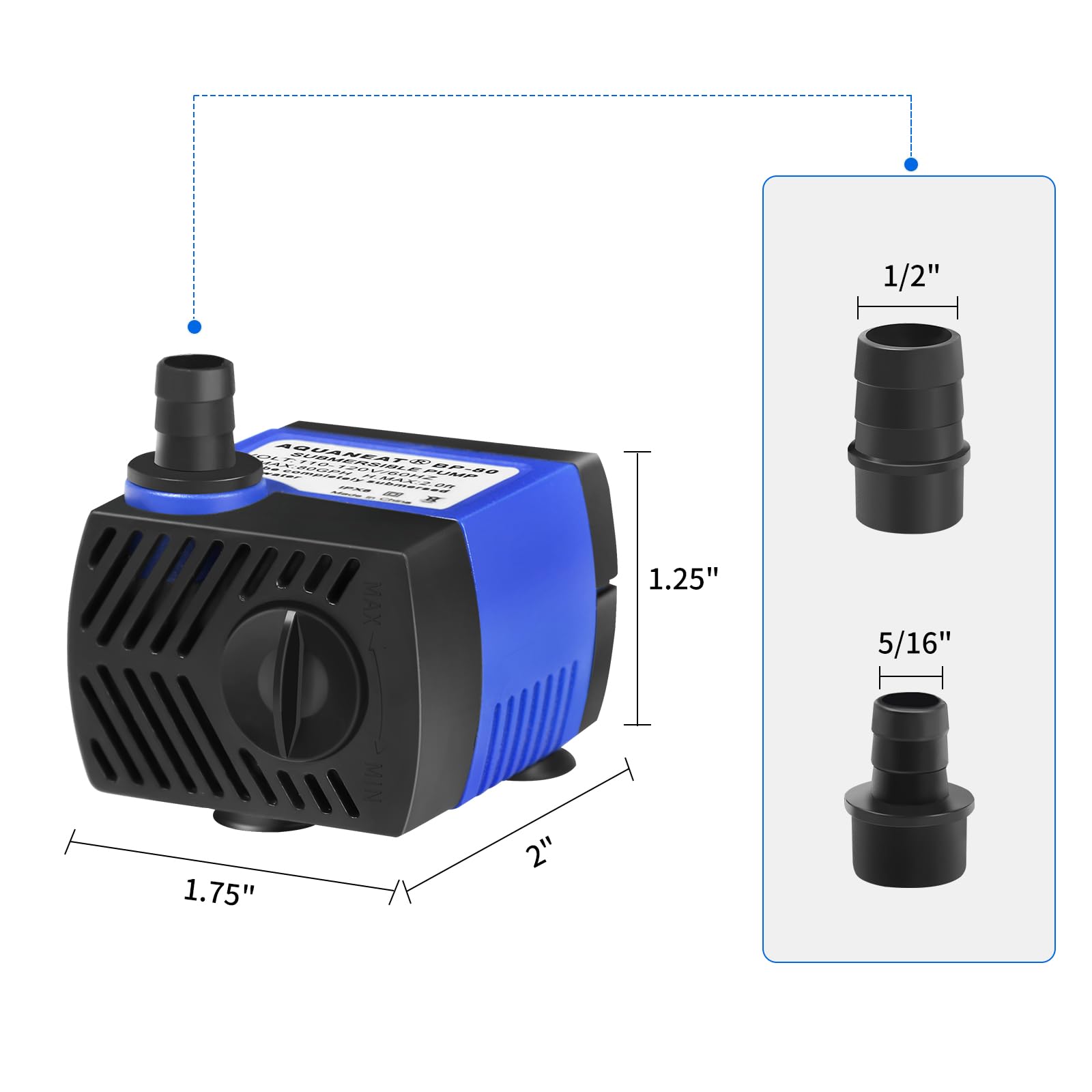 Aquaneat Submersible Water Pump, 80Gph Fountain Pump, Small Water Pump, Aquarium Pump For Fish Tank, Outdoor Water Fountain, Hyd