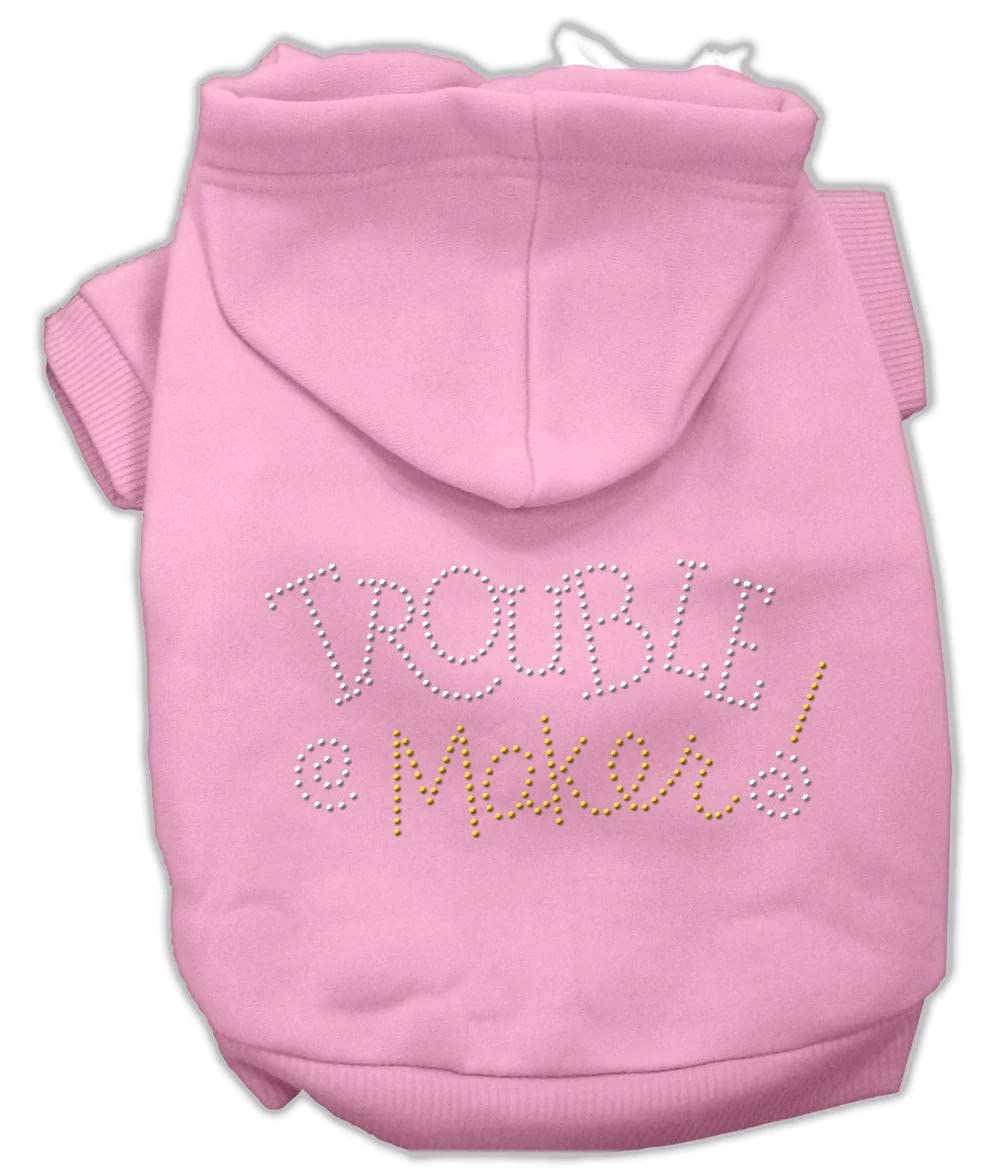 Mirage Pet Products 54-80PK Trouble Maker Rhinestone Pink Hoodie, X-Small