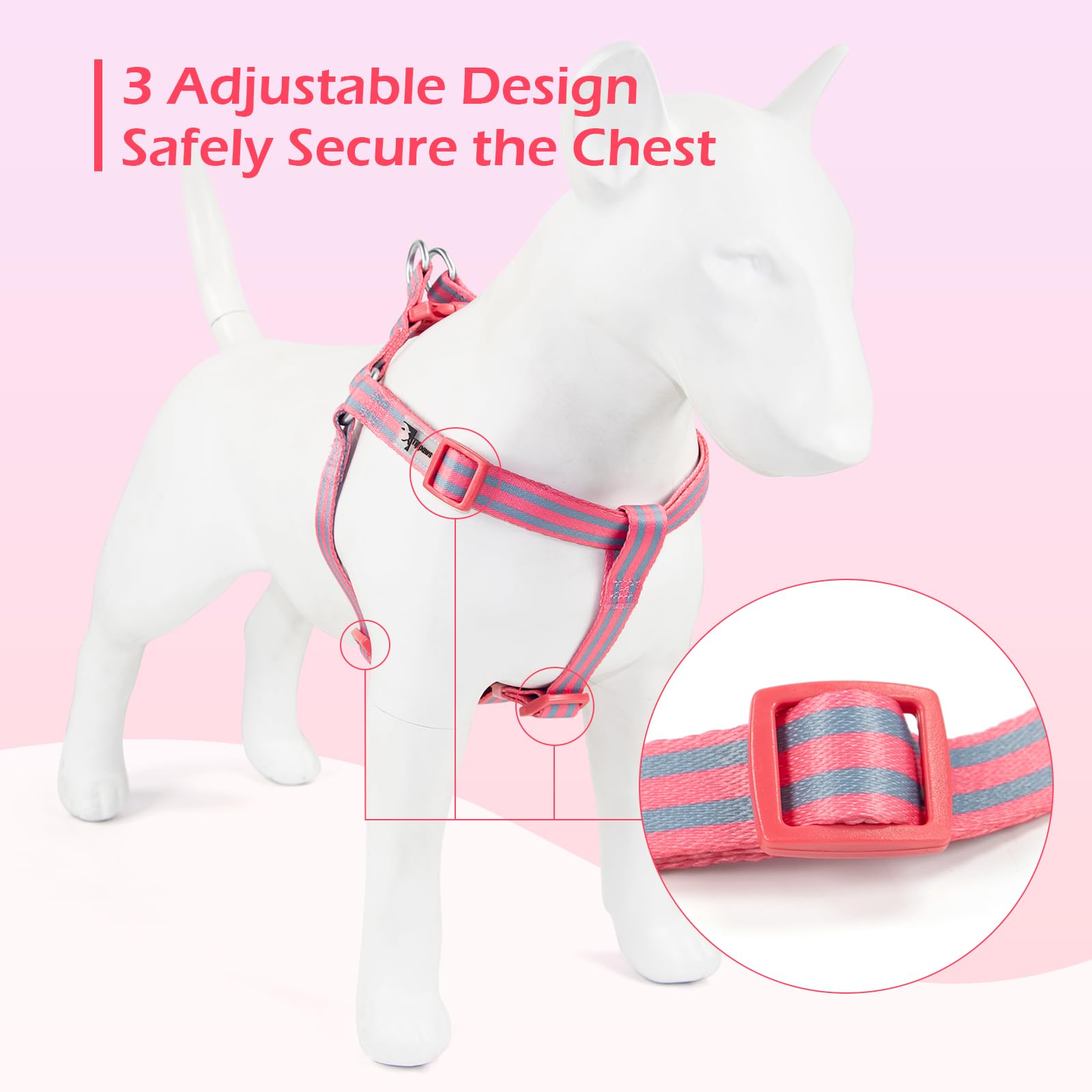 Tiffpaws Stripe Step In Dog Harness For Small Dogs, Freedom Nylon Dog Halter Vests, Lightweight And Escape Proof Dog Harnesses,