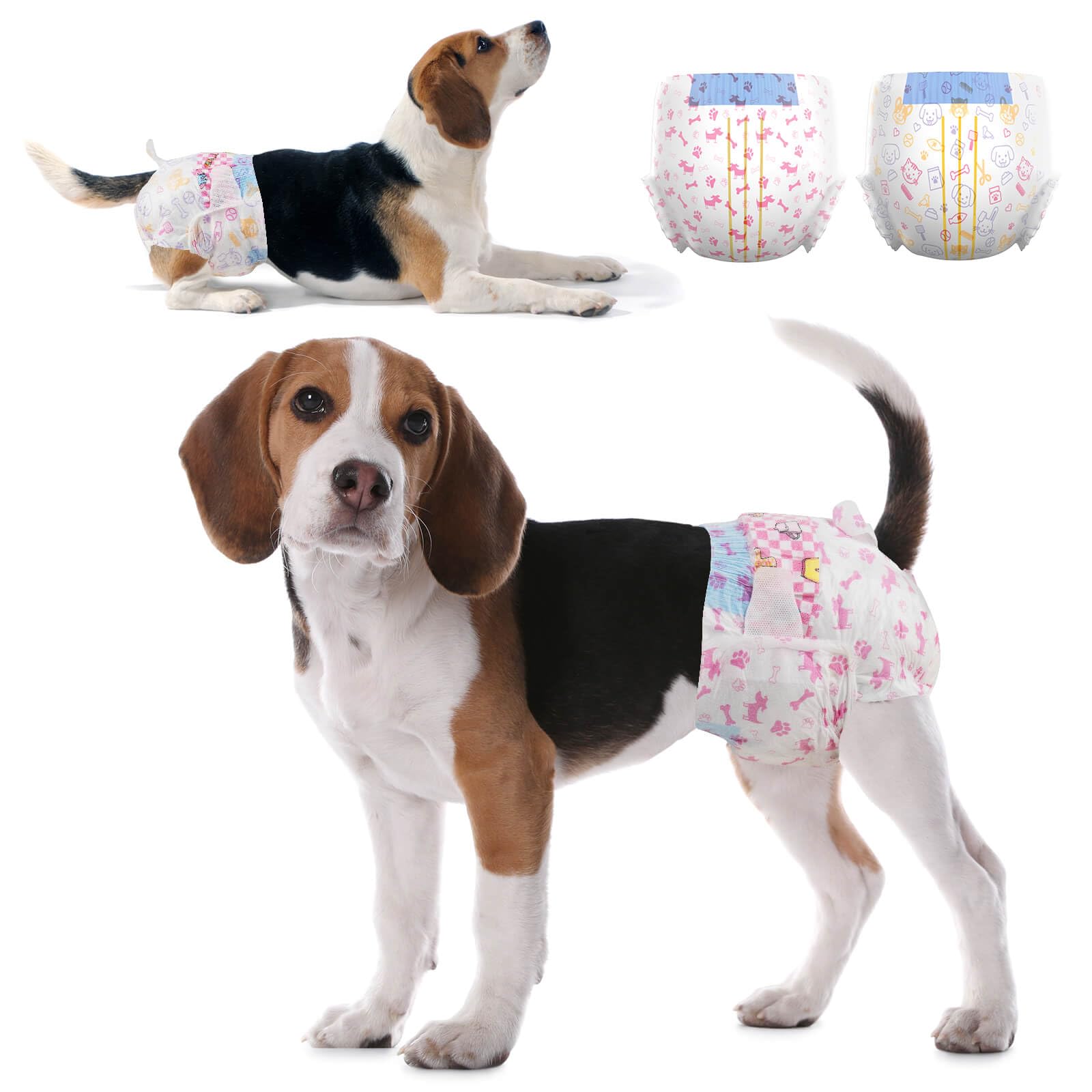 Dono Dog Diapers Female Large Breed-24Pcs, Disposable Female Dog Period Diapers For Heat With Wetness Indicator, Super Absorbent