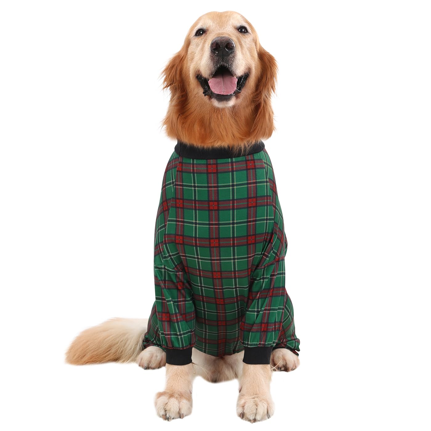 HDE Dog Pajamas One Piece Jumpsuit Lightweight Dog PJs Shirt for M-3XL Dogs Holiday Plaid - 2XL