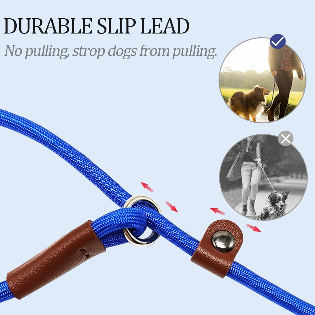 Maypaw Slip Lead Control Leash For Dogs No Pull, 13+ Colors Classic Dog Leash 7 Ft Pet Slip Leash, 1/4    Rope Leash For Small M