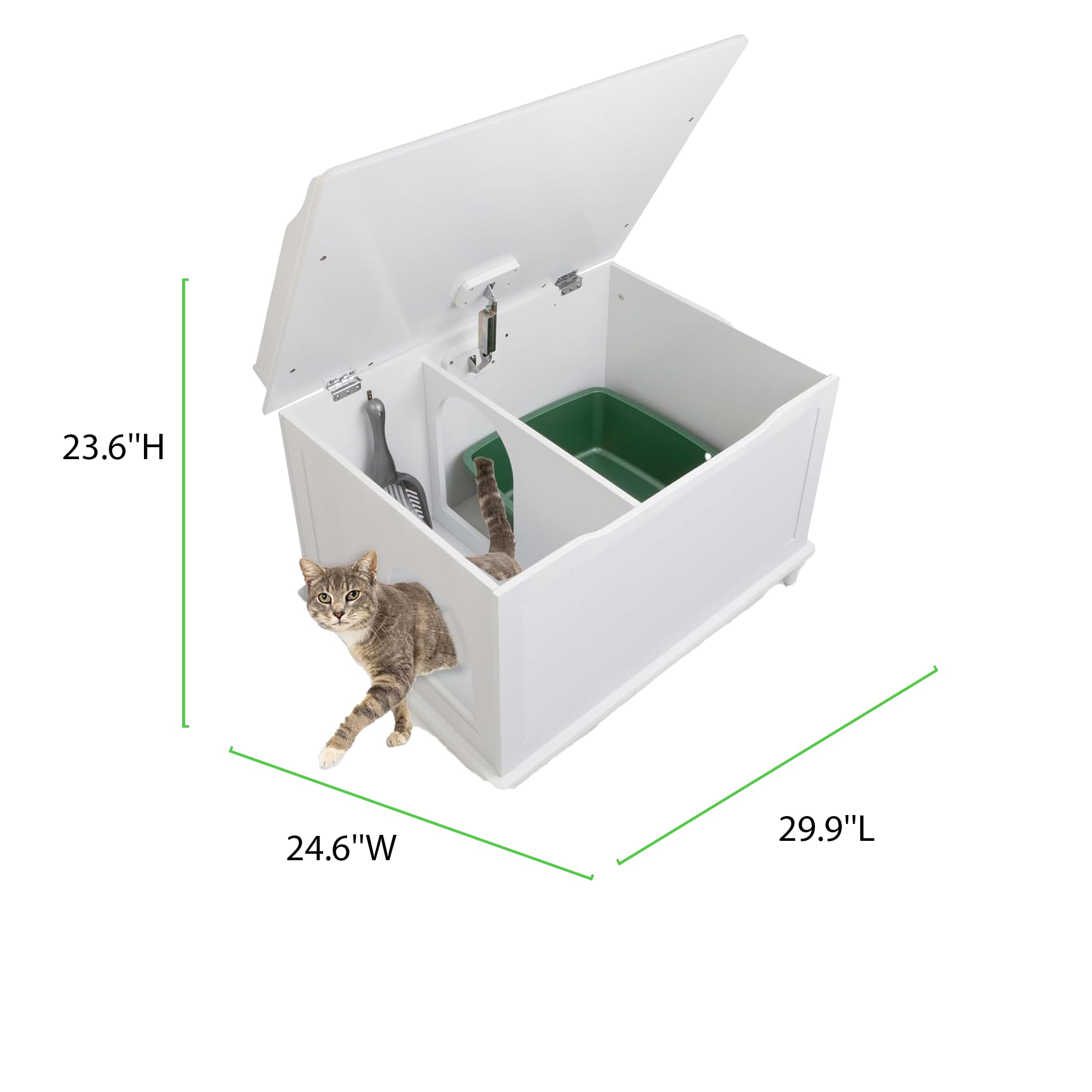 Designer Catbox Cat Litter Box Enclosure, Hidden, Dog-Proof Pet Furniture With Cover, Elegant, Covered, Odor Contained For Large Cats, Cat Litter Box Furniture With Lid, White, Jumbo Sized