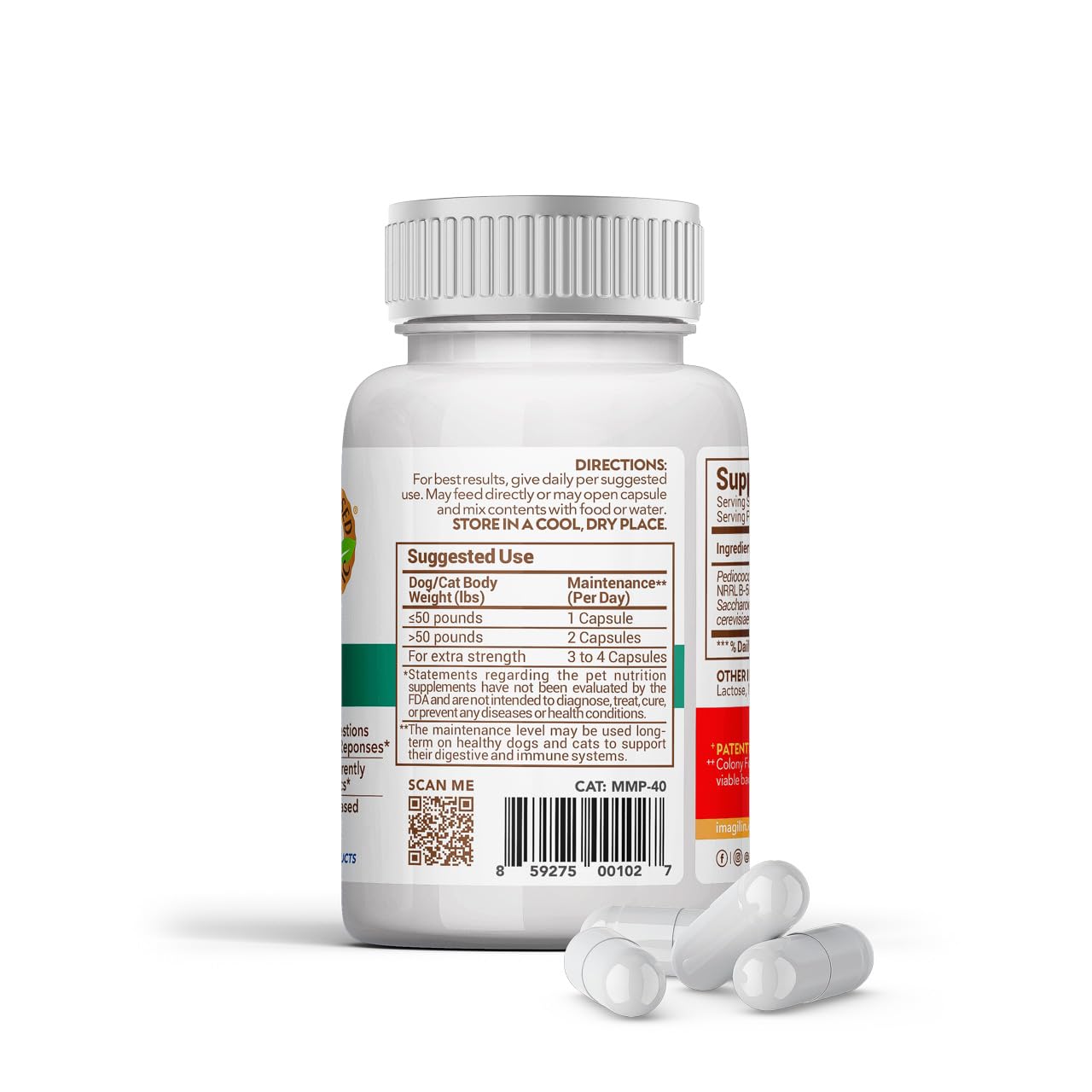 MitoMax-premium plant based probiotics for dogs and cats, 40 capsules