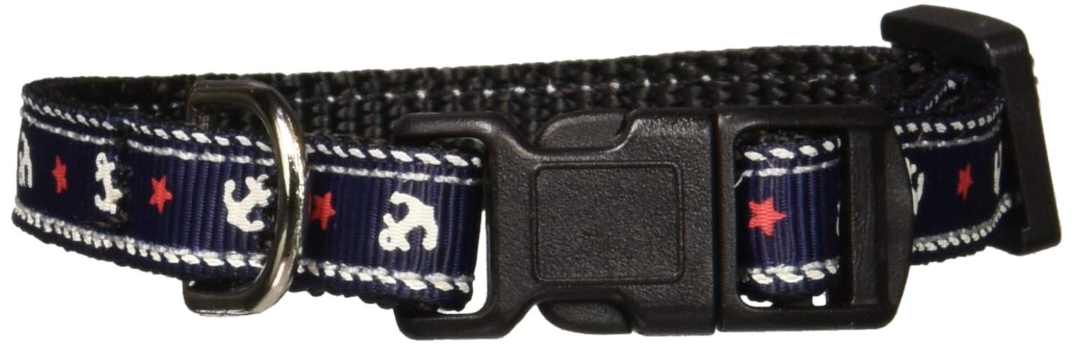 Mirage Pet Products Anchors Nylon Ribbon Collar for Pets, X-Small, Blue