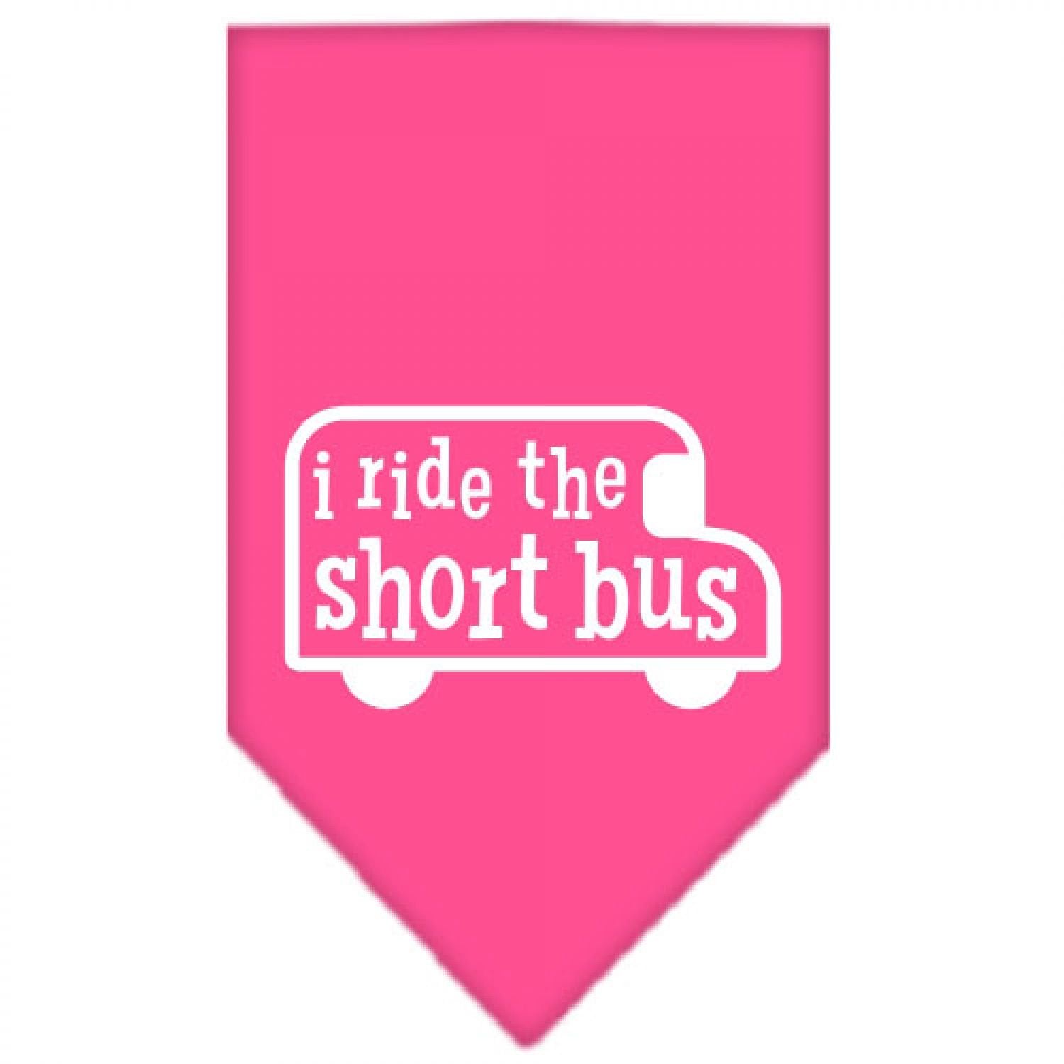 Mirage Pet Products I Ride The Short Bus Screen Print Bandana, Large, Bright Pink