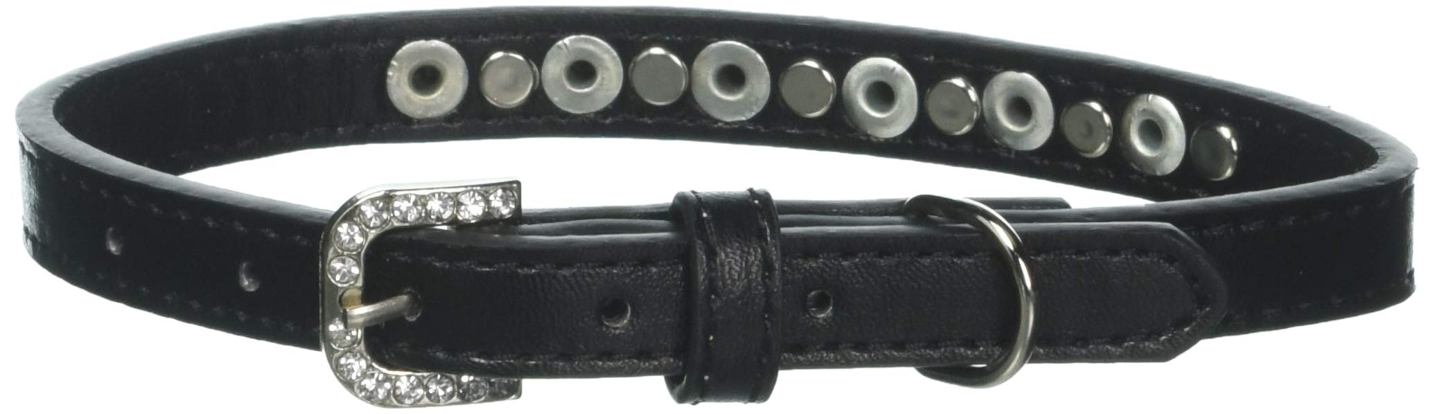 Pet and Dog Spike Collar, &quot;Clear Crystals & Purple Spikes” Black 16