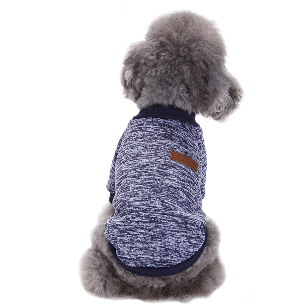 Jecikelon Pet Dog Clothes Dog Sweater Soft Thickening Warm Pup Dogs Shirt Winter Puppy Sweater For Dogs (Navy Blue, L)