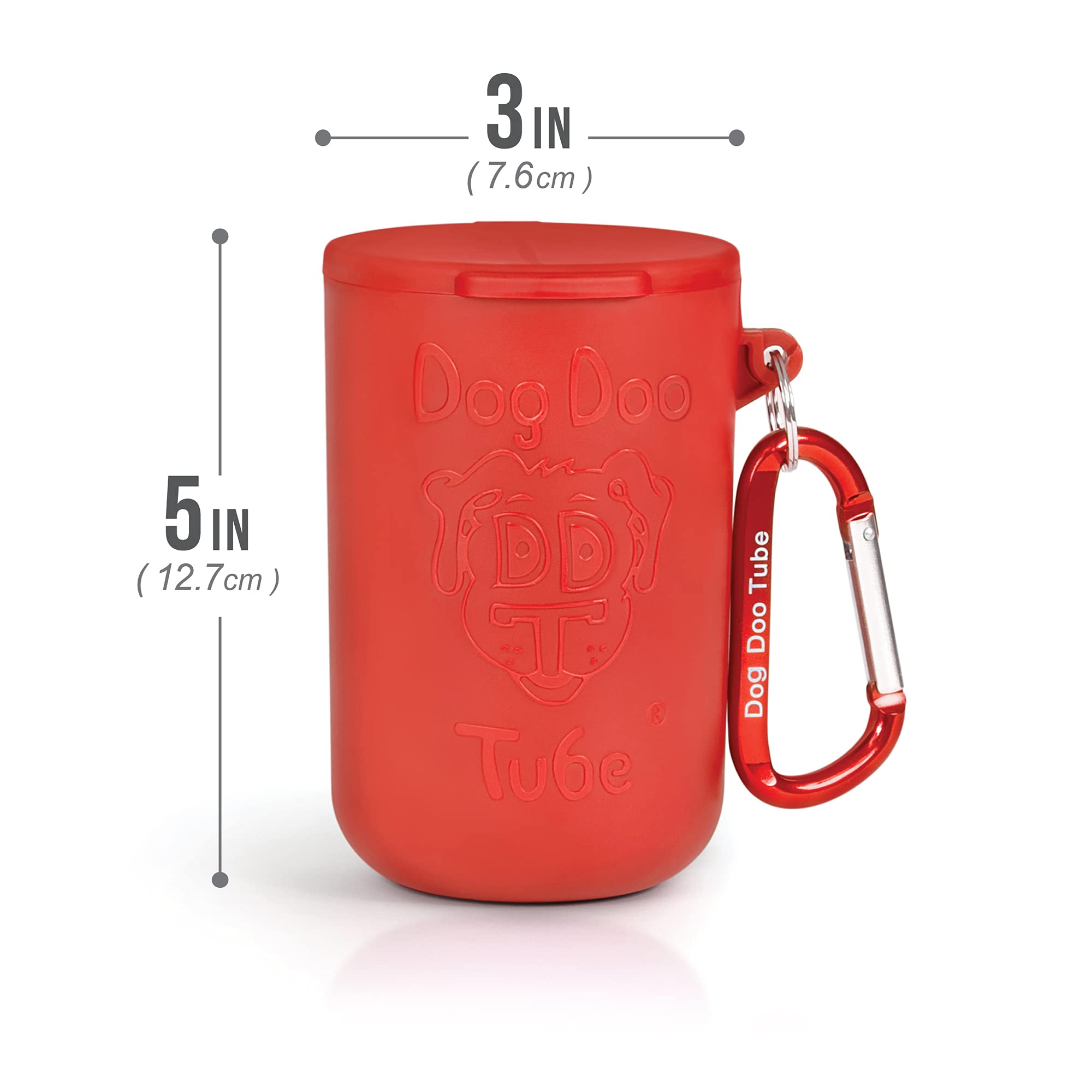 Dog Doo Tube Reusable Dog Poop Holder For Dog Walkers - Carries Used Dog Poop Bags - Tight Fitting Lid Keeps In Odors - Dog Waste Carrier - Attachable To Dog Leash, Harness Or Waist (Medium, Red)