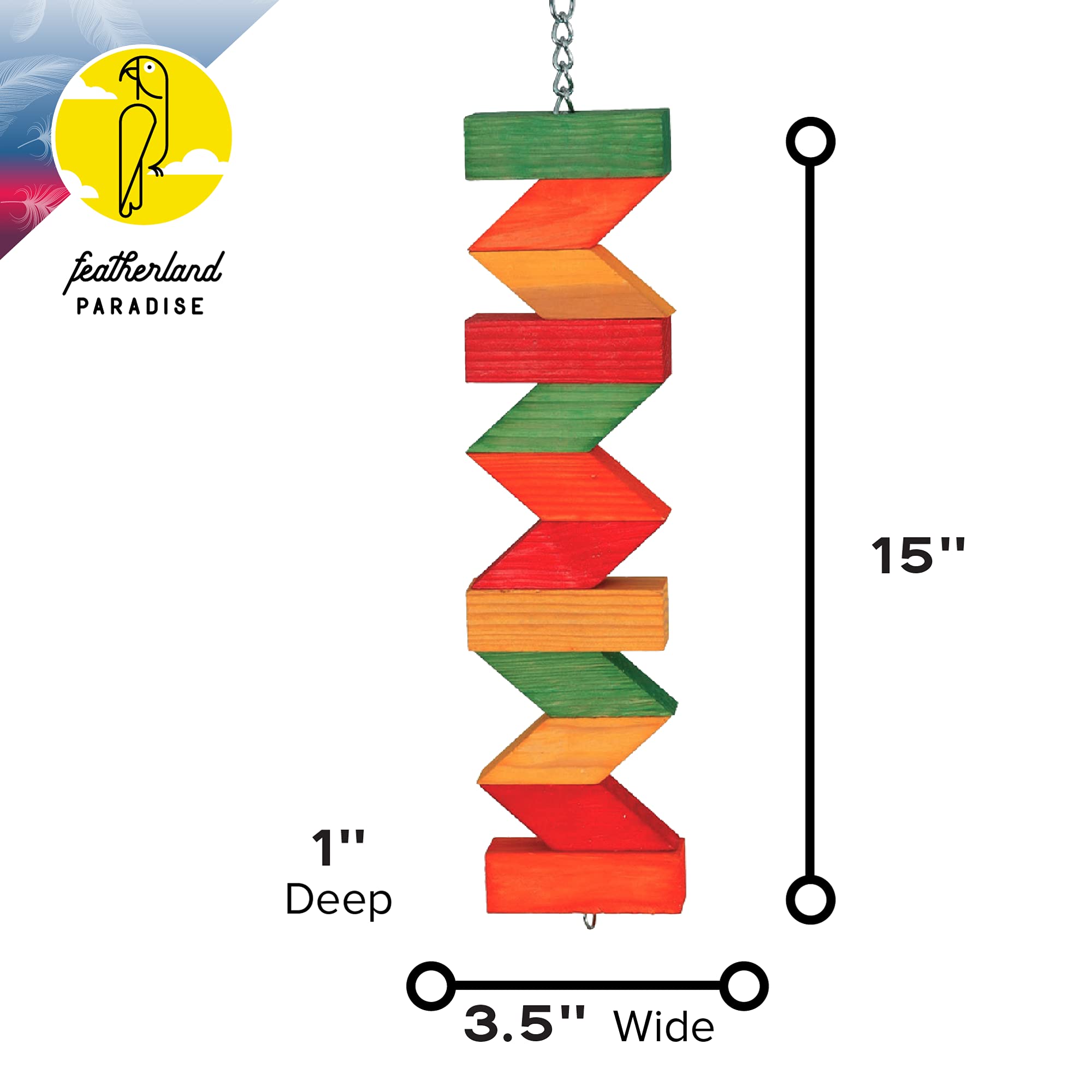 Featherland Paradise | Multi-Colored Zig Zag Chew | Bird Toys For Large Birds