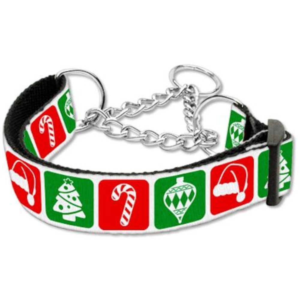 Mirage Pet Products 25-23M LG Timeless Christmas Nylon Ribbon Martingale Dog Collar, Large