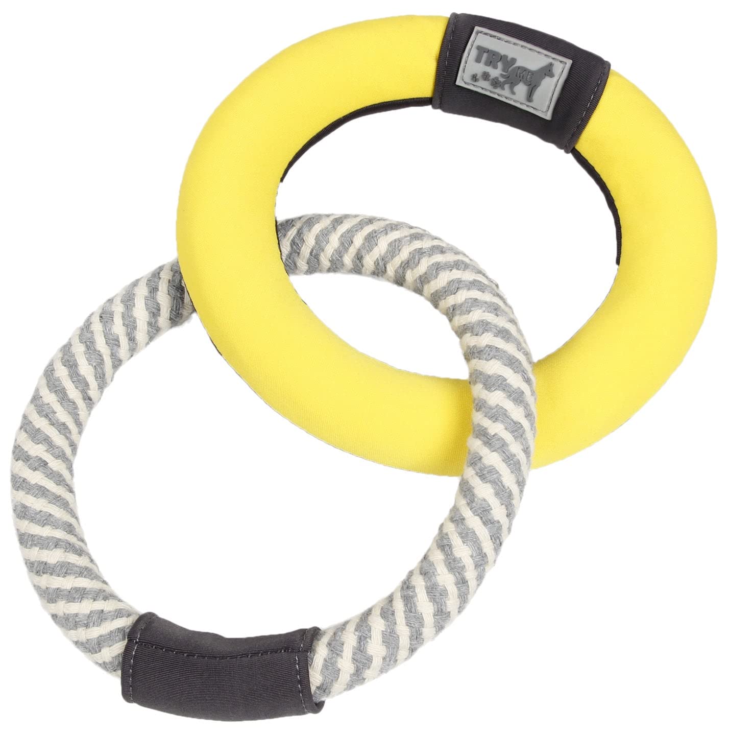 Pet Life  Ring Toss Dual-Connecting Jute Rope and Floating Ring Dog Toy(D0102HAXIAW.)