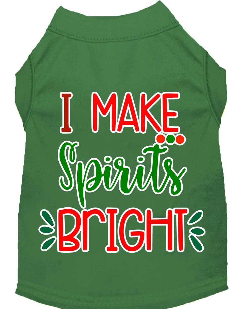 Christmas Pet Dog & Cat Shirt Screen Printed, &quot;I Make Spirits Bright&quot; Brown MD (6-10 lbs.)