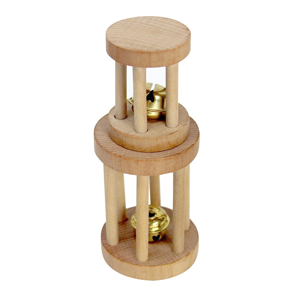 Doober Wood Unicycle Dumbell Bell Roller Chew Toys For Pet Rabbits Hamsters Rat (S)