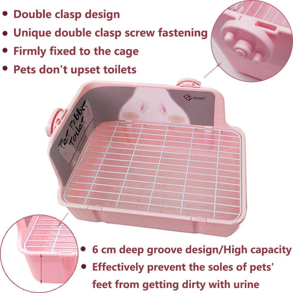 Bunny Litter Box With Grate, Rabbit Corner Litter Pan, Pet Toilet Potty Trainer With Scoop & Disposable Liner For Guinea Pig Ferrets Chinchilla