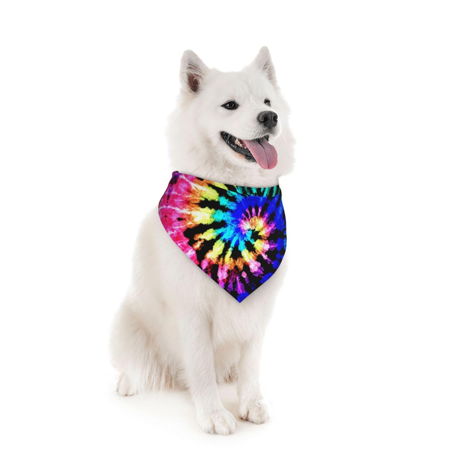 Modern Rainbow Tie Dye Hippie Bohemia Dog Bandana Scarf Triangle Bibs Pet Accessories Cat Kerchief