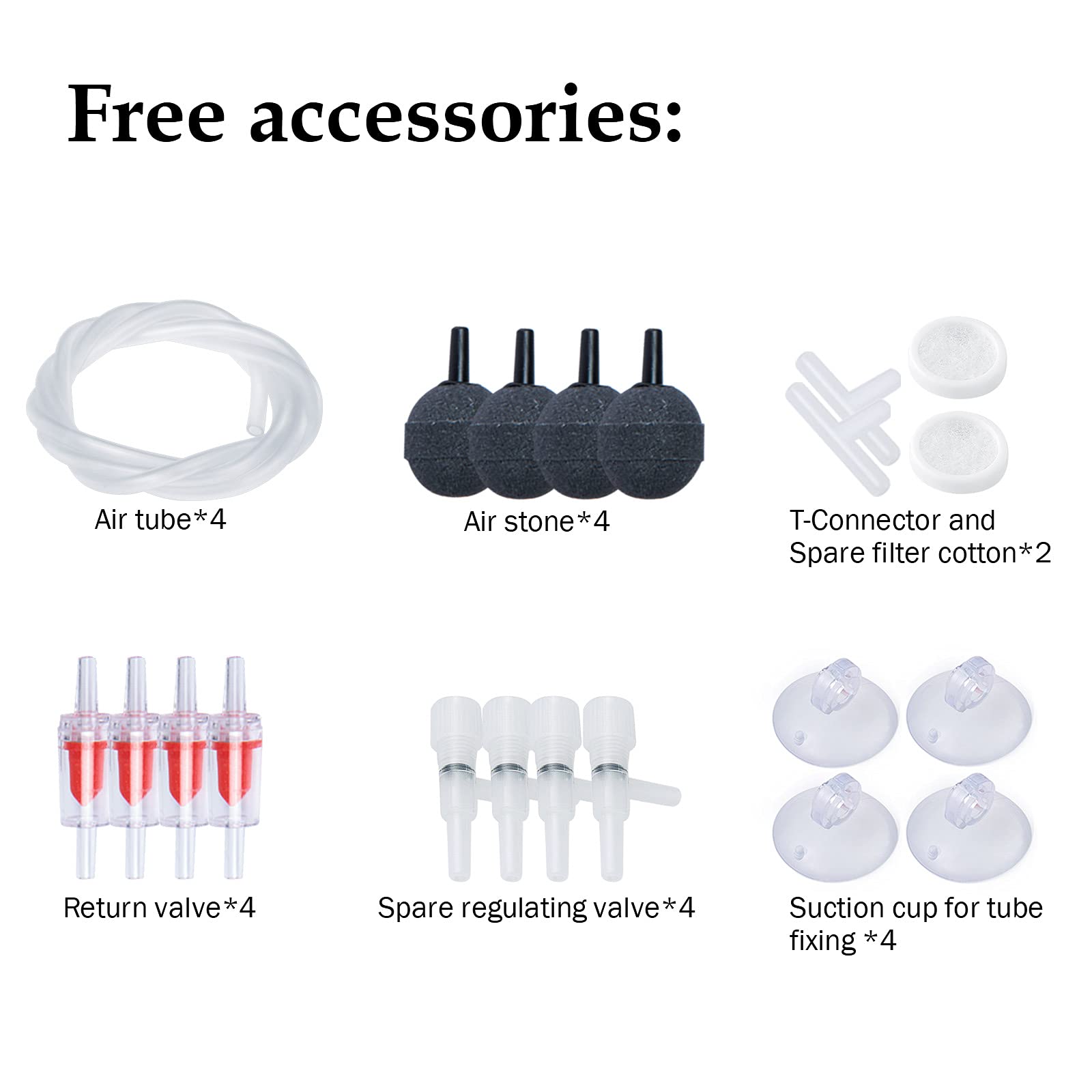 Fedour 4W 5W Aquarium Air Pump, Dual Outlets Oxygen Pump, Ultra Quiet Aquarium Bubbler For Up To 200 Gallon Fish And Turtle Tank (4W For 1-120Gallon)