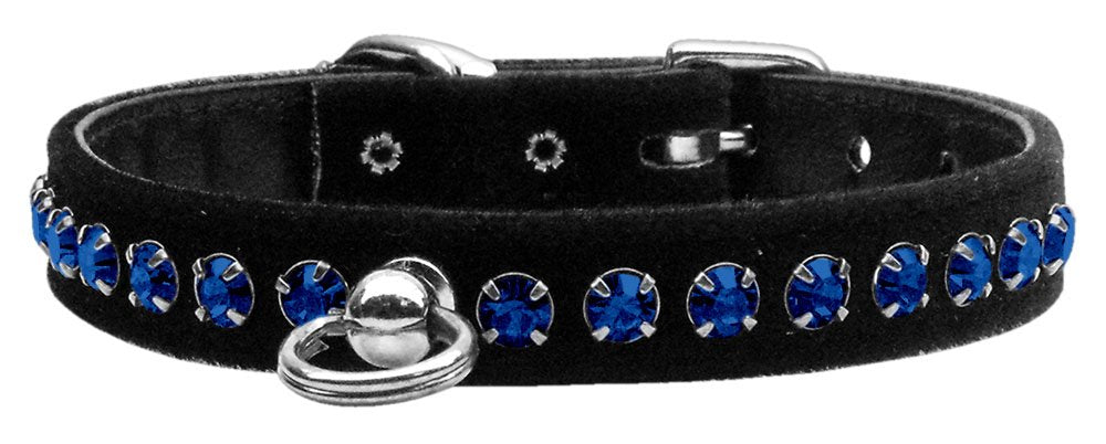 Dog, Puppy and Pet Collar, Black Velvet Crystal Elite Sapphire 10