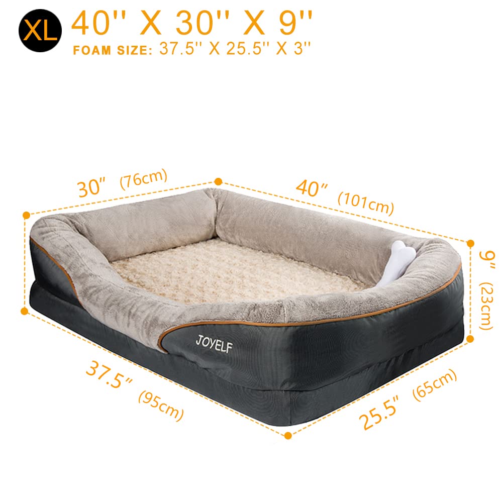 Joyelf X-Large Memory Foam Dog Bed - Orthopedic & Removable Washable Cover Dog Sleeper For Large Dogs