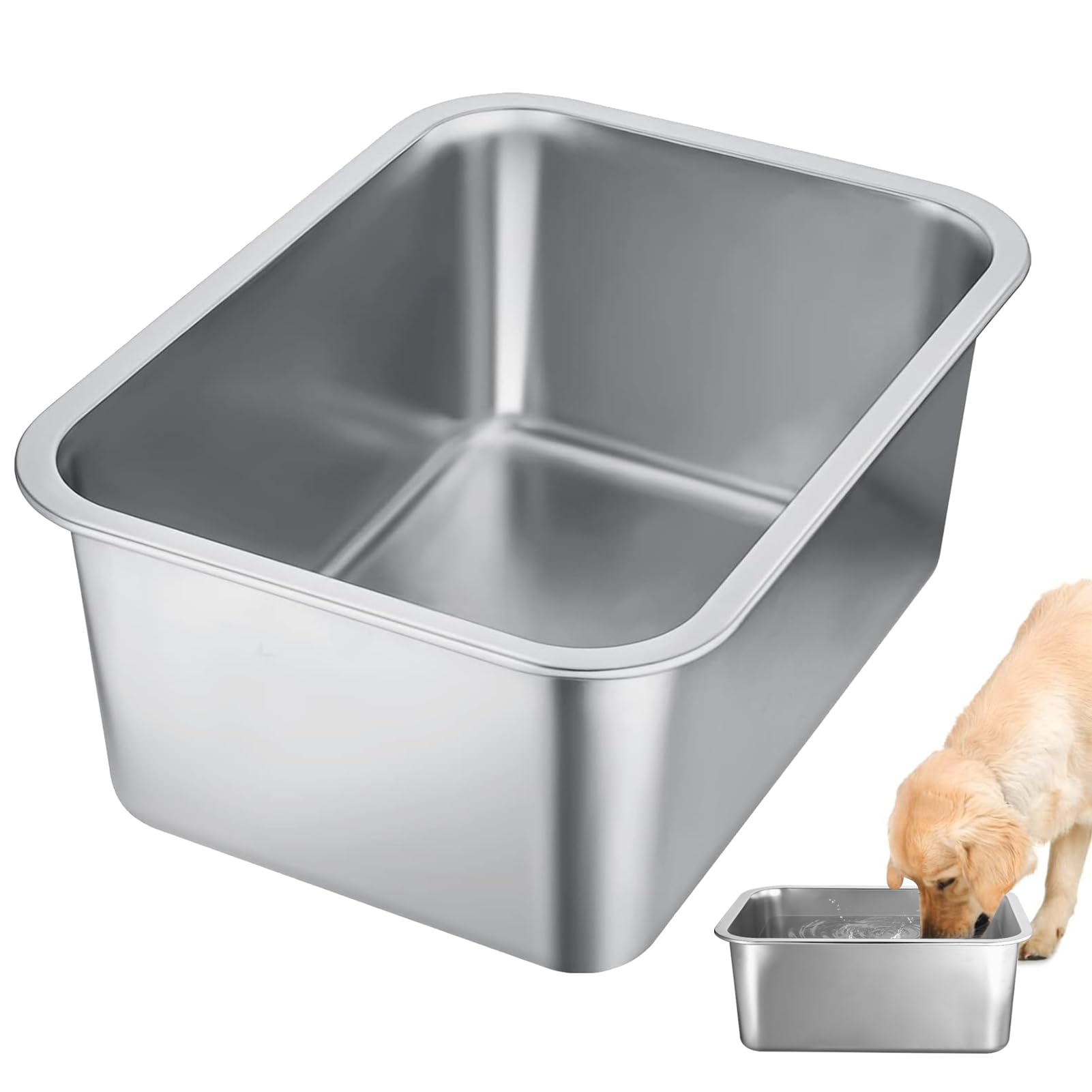 3 Gallons Extra Large Dog Water Bowl - Durable Stainless Steel Dog Bowl, Safe High Capacity For Large, X-Large Breed Dogs Indoor