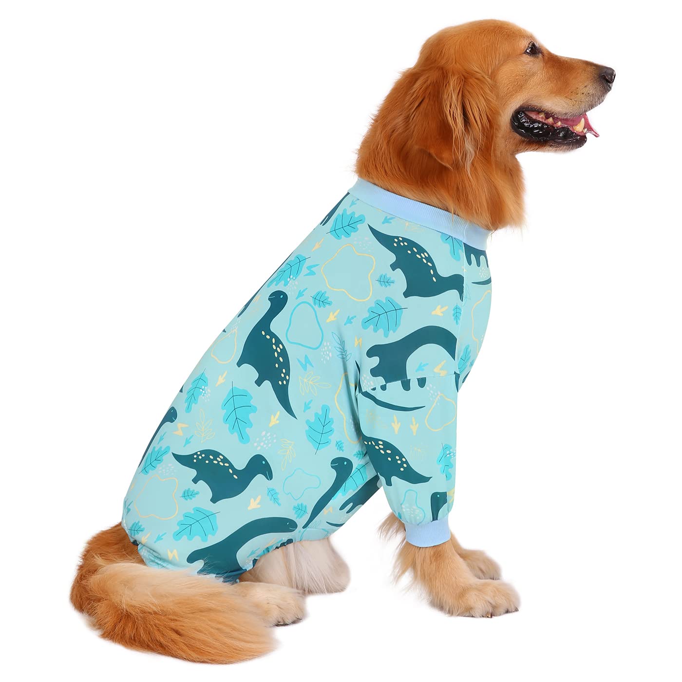 HDE Dog Pajamas One Piece Jumpsuit Lightweight Dog PJs Shirt for M-3XL Dogs Dinosaurs - XL