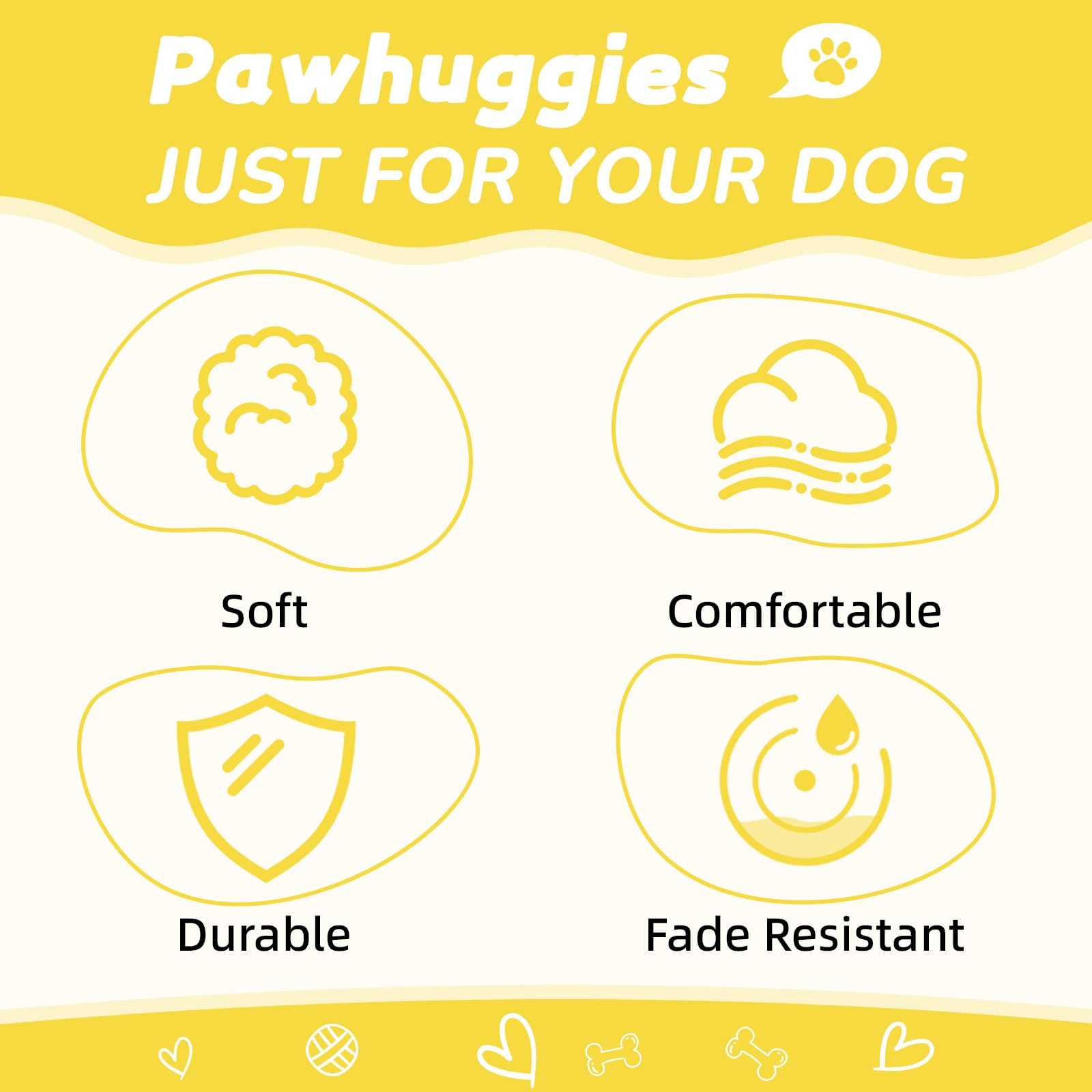 Yellow Dog Collar For Large Dog, Breathable, Anti-Odor & Soft, Comfortable For Sensitive Skin Puppies, 90% Bamboo Rayon, Adjusta