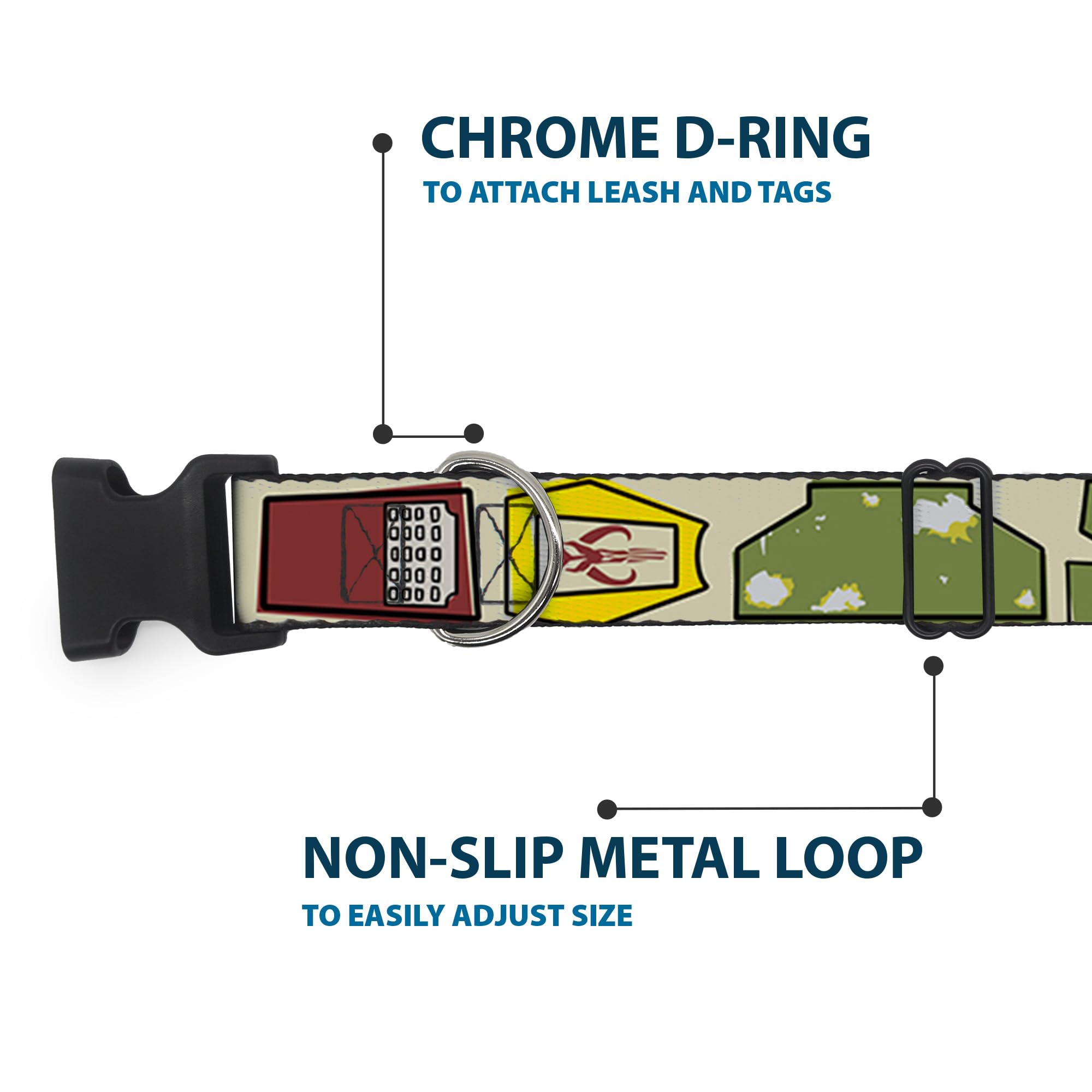 Star Wars Pet Collar, Dog Collar Plastic Buckle, Star Wars Boba Fett Utility Belt Bounding Tan, 16 To 23 Inches 1.5 Inch Wide