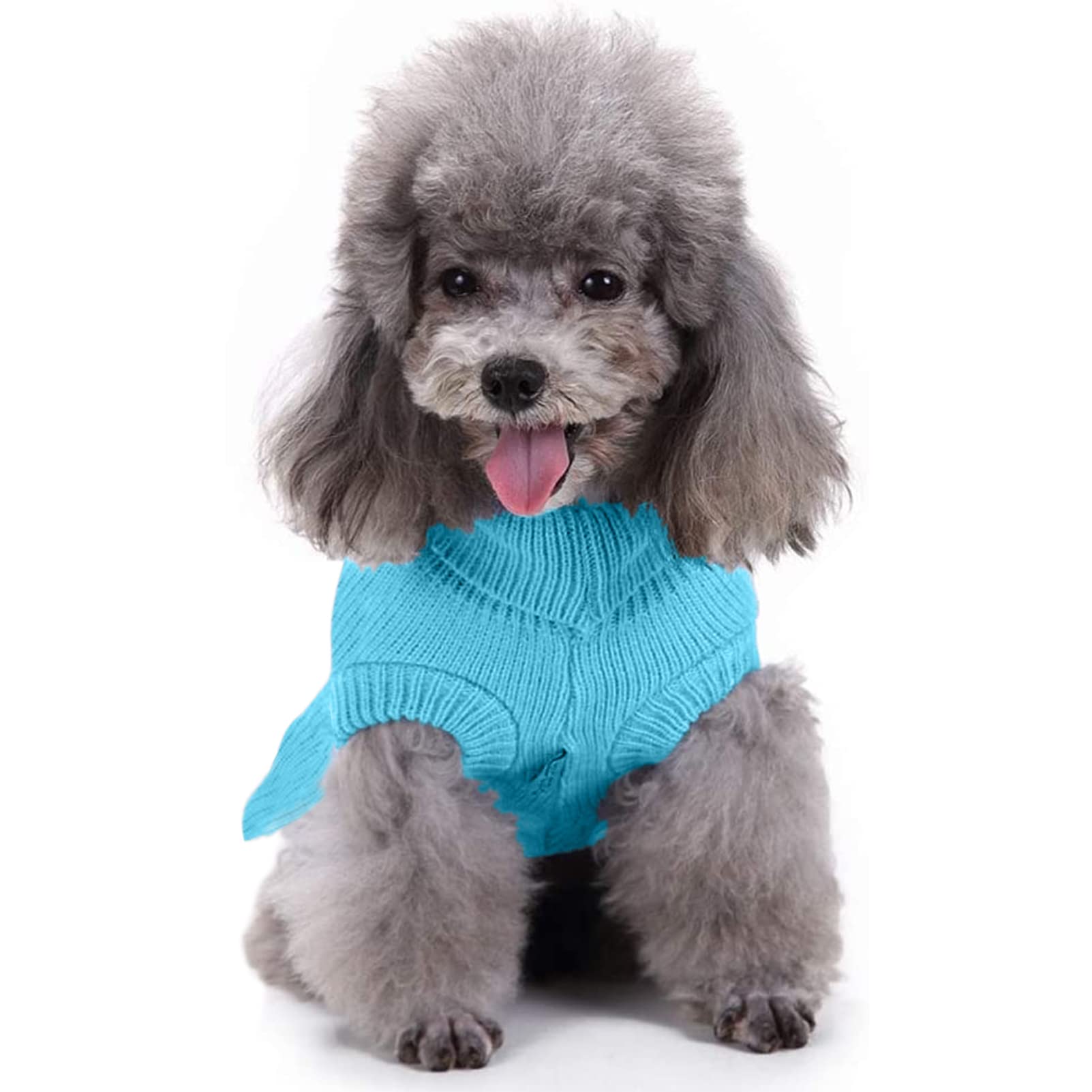 Chborchicen Small Dog Sweaters Knitted Pet Cat Warm Dog Sweatshirt Winter Clothes Kitten Puppy Sweater (Xxs, Dress-Sky Blue)