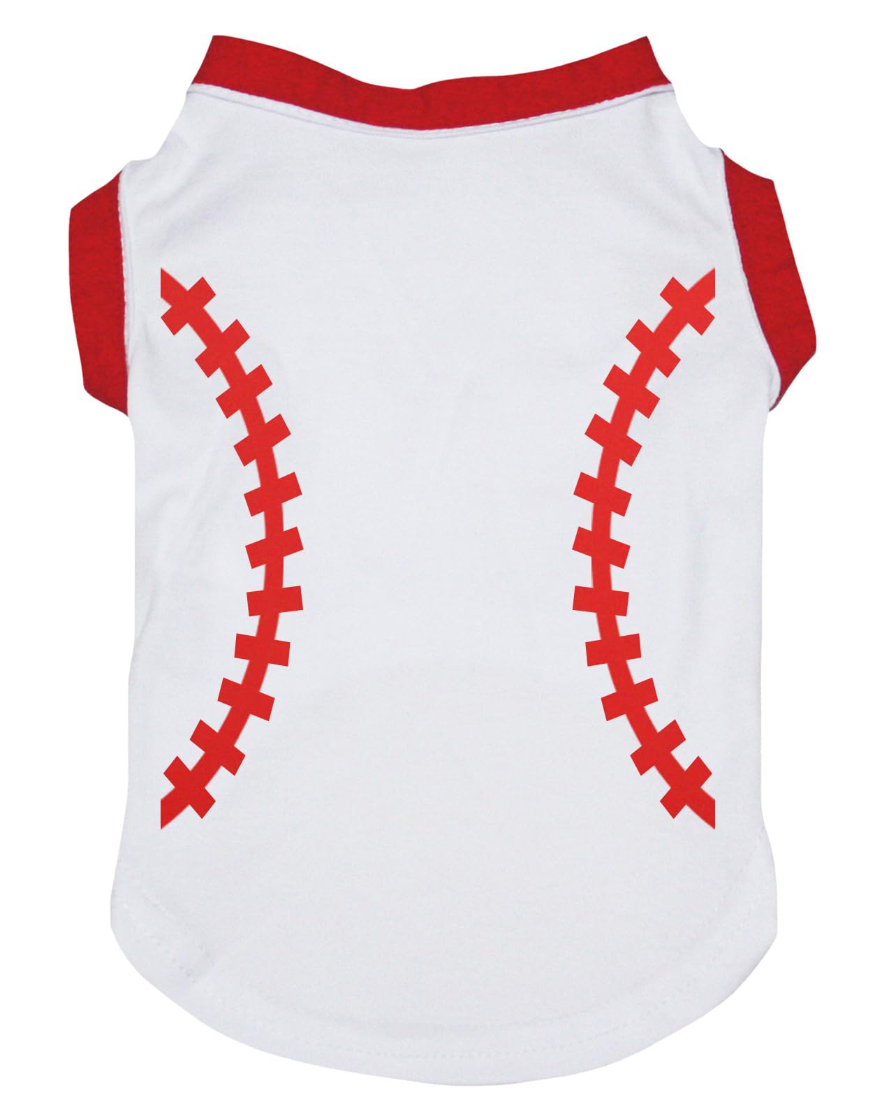 Petitebella Baseball Print Puppy Dog Shirt (White/Red, Medium)