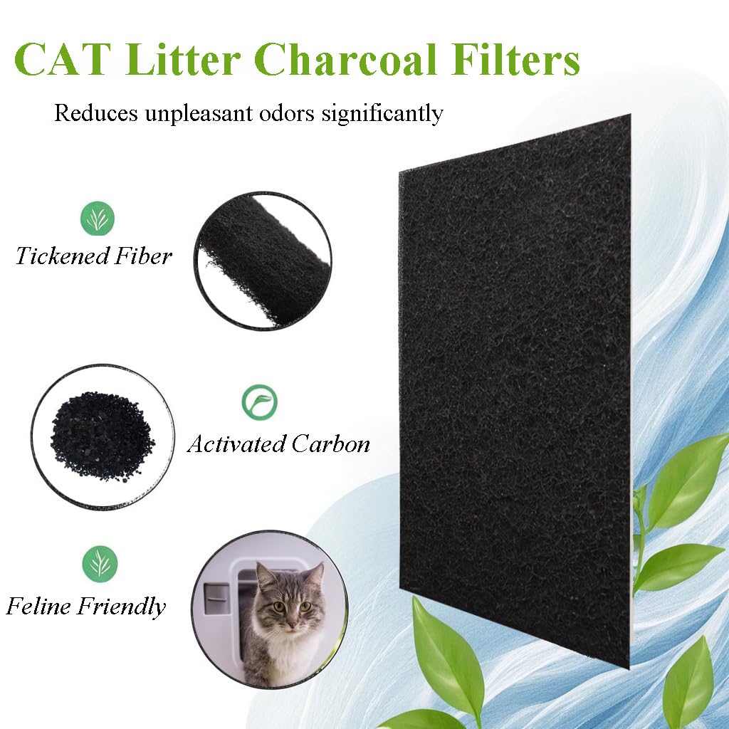 Beacozofu 6 Pack Carbon Filters Compatible With Van Ness Cat Litter Box, 4.5 X 6.5Inch Activated Charcoal Replacement Odor Filte