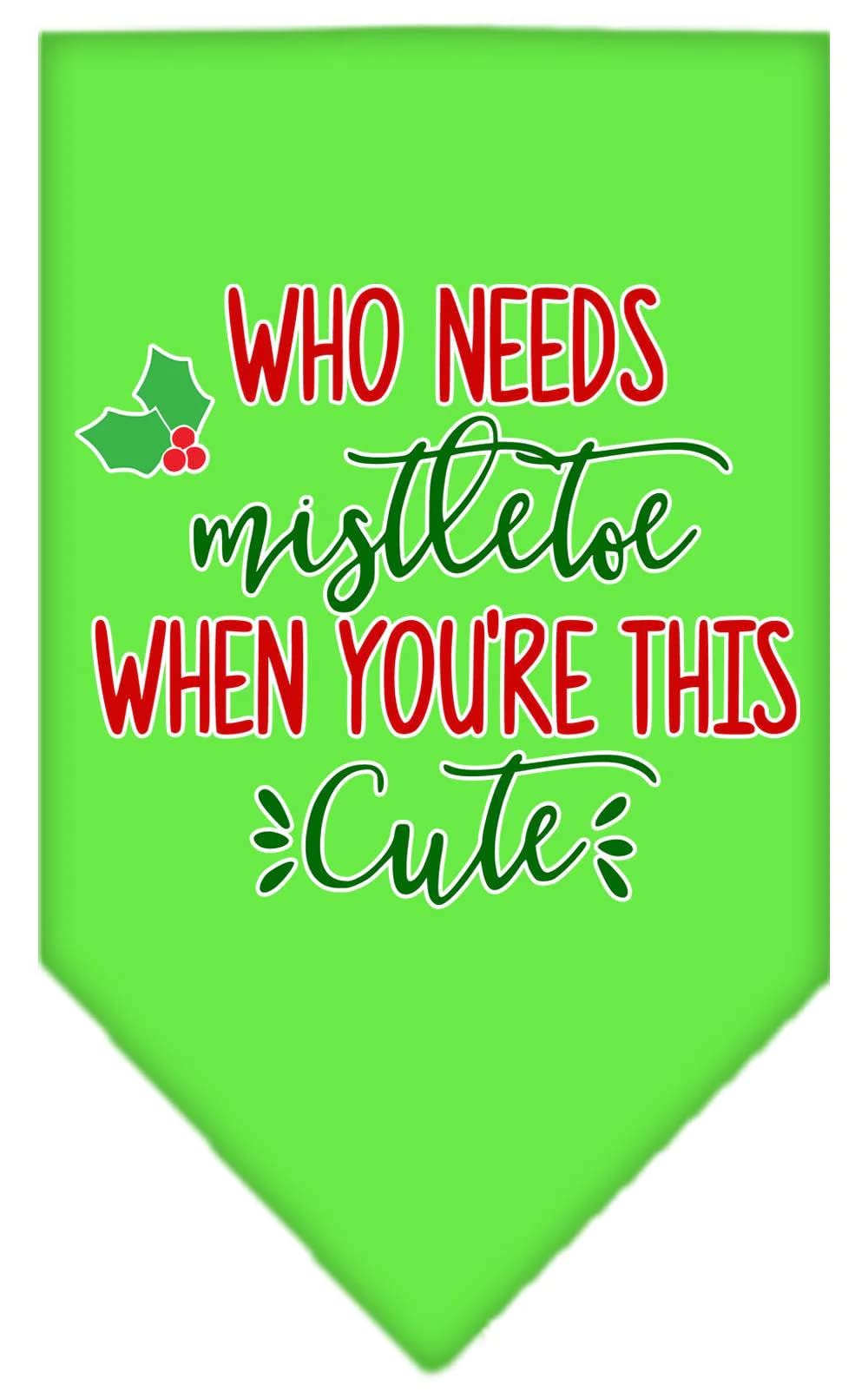 Christmas Pet and Dog Bandana Screen Printed, "Who Needs Mistletoe" Navy Blue Large