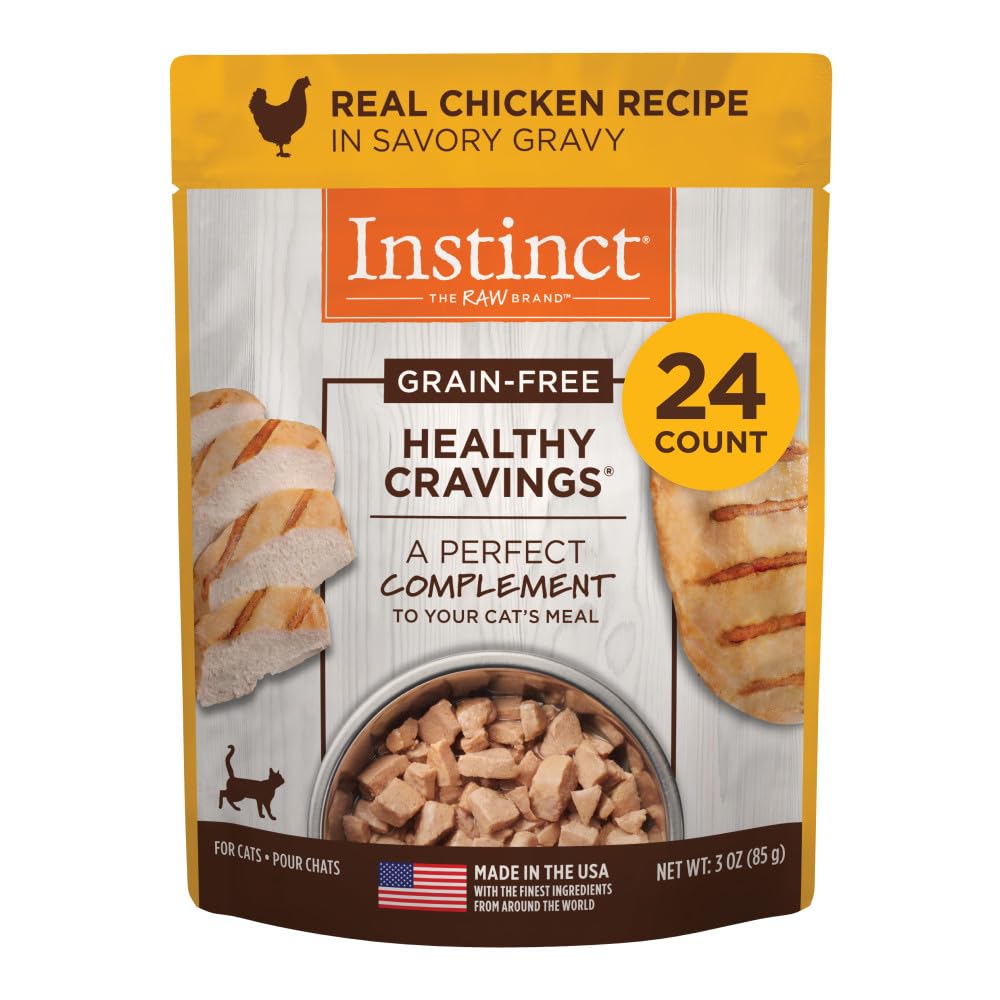 Instinct Healthy Cravings Grain Free Real Chicken Recipe Natural Wet Cat Food Topper by Natures Variety, 3 Ounce (Pack of 24)
