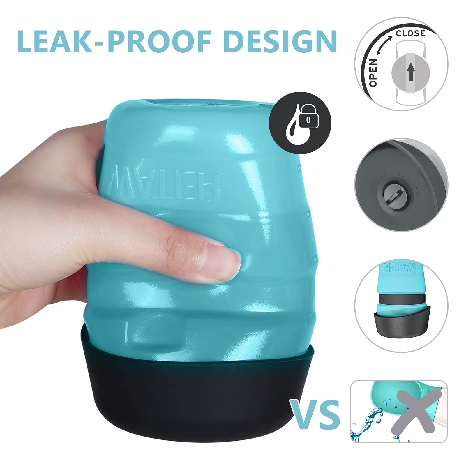 Lesotc Upgraded Dog Water Bottle Foldable,Portable Dog Water Dispenser,Leak Proof Pet Water Bottle For Dogs,Dog Travel Water Bot