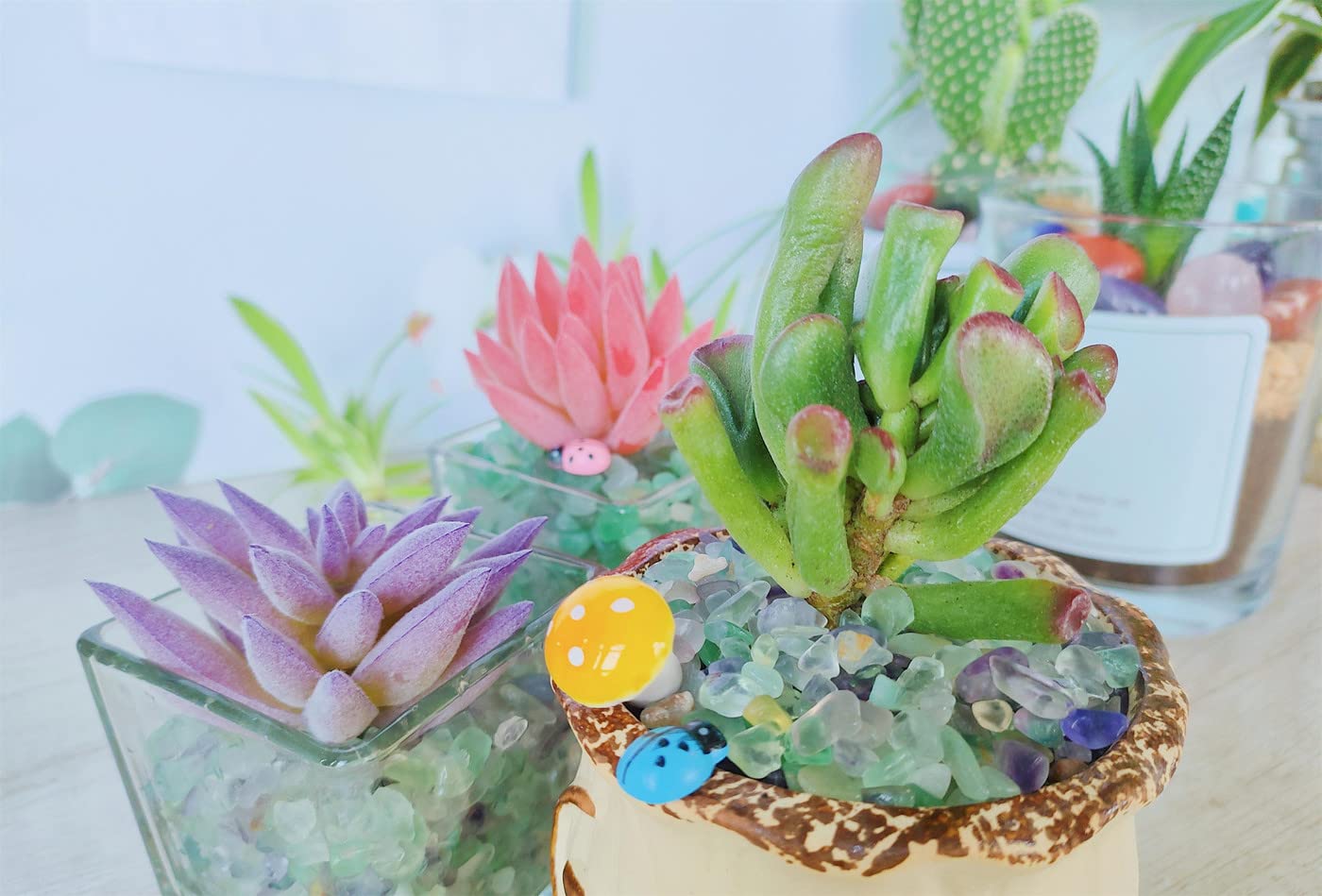 ZHIYUXI Crystal Fluorite Vase Filler, 0.22lbs, Polished Healing Chips for Decoration, Fish Tank Gravel, Succulent Plants, Home D