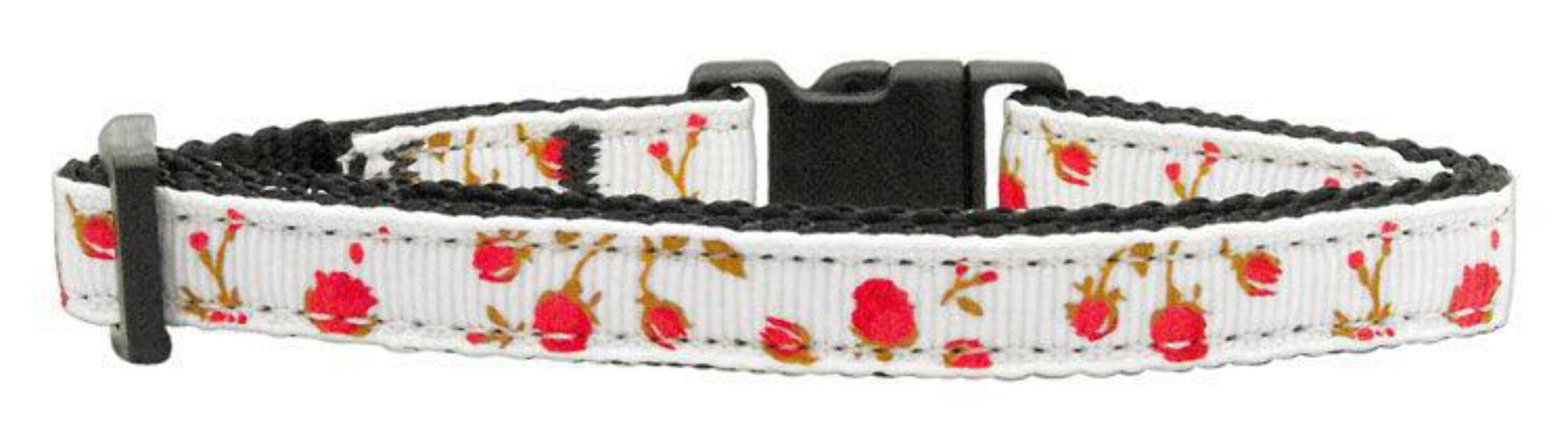 Mirage Pet Products Roses Nylon Ribbon Collar for Pets, Small, Red