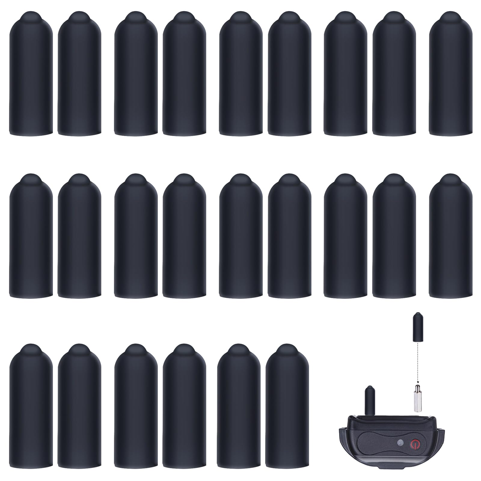 Silicone Covers For Shock Collar,24 Pieces Column Conductive Rubber Sleeve Prong Collar Cover Training Collar Replacement Parts 