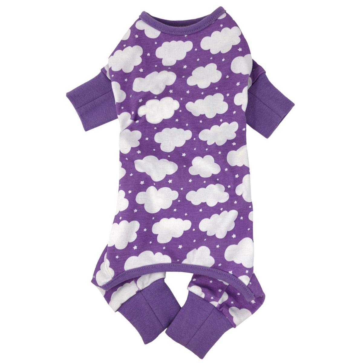 DOGGIE DESIGN CuddlePup Dog Pajamas - Fluffy Clouds (X-Small, Purple)