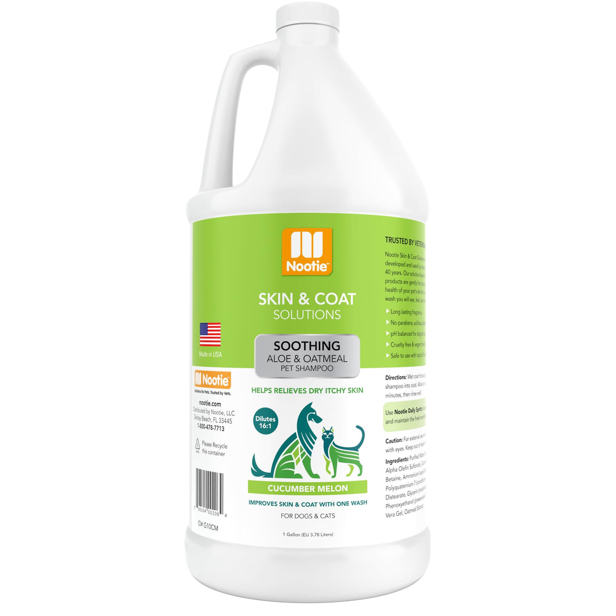 Nootie Aloe&Oatmeal Pet Shampoo For Sensitive Skin-Long Lasting Cucumber Melon Shampoo-Helps Relieve Dry Itchy Skin For Dogs&Cat